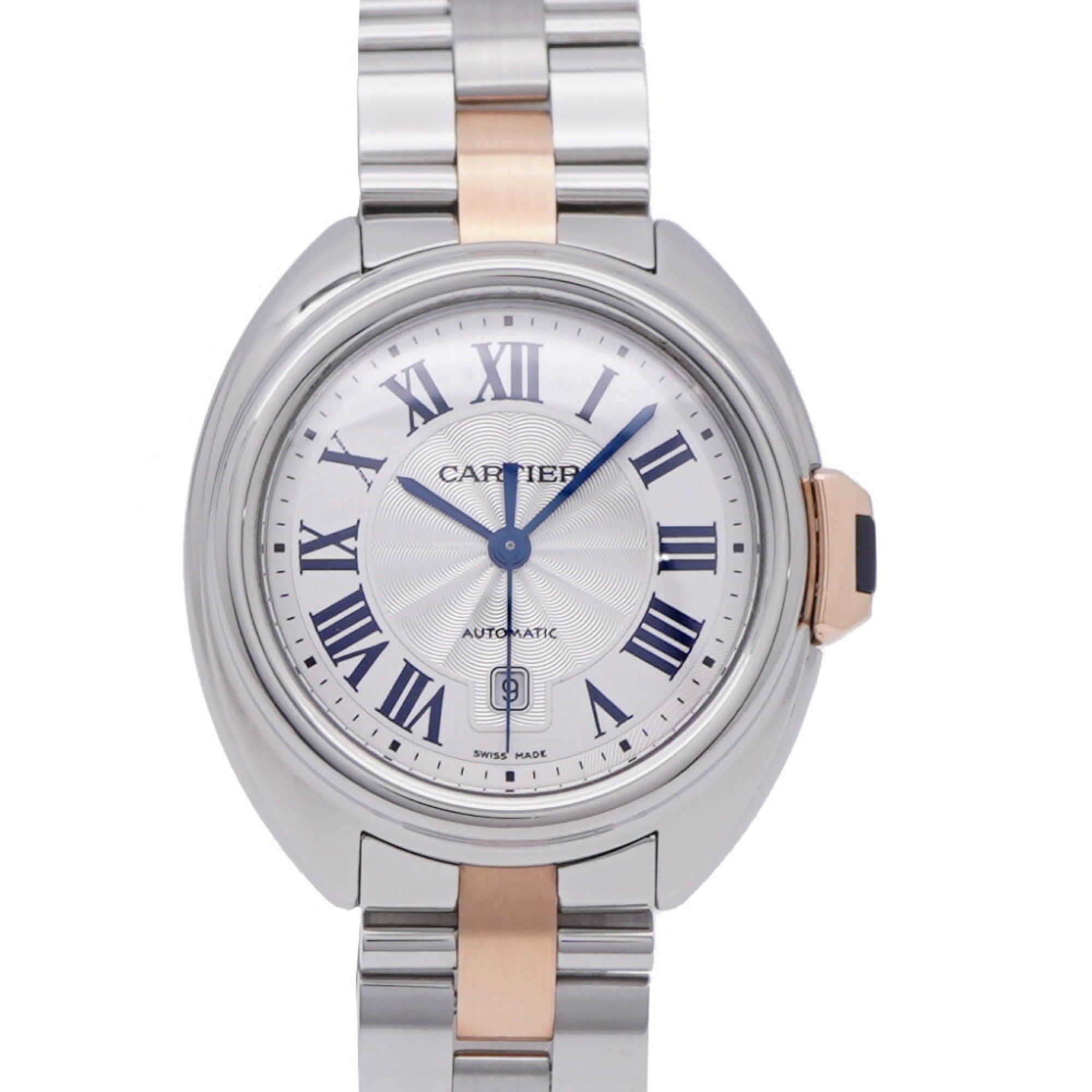 Like new Cartier Clé deux W2CL0004 Automatic watch SS/18KPG Pink gold Silver dial 0185CARTIER Ladies