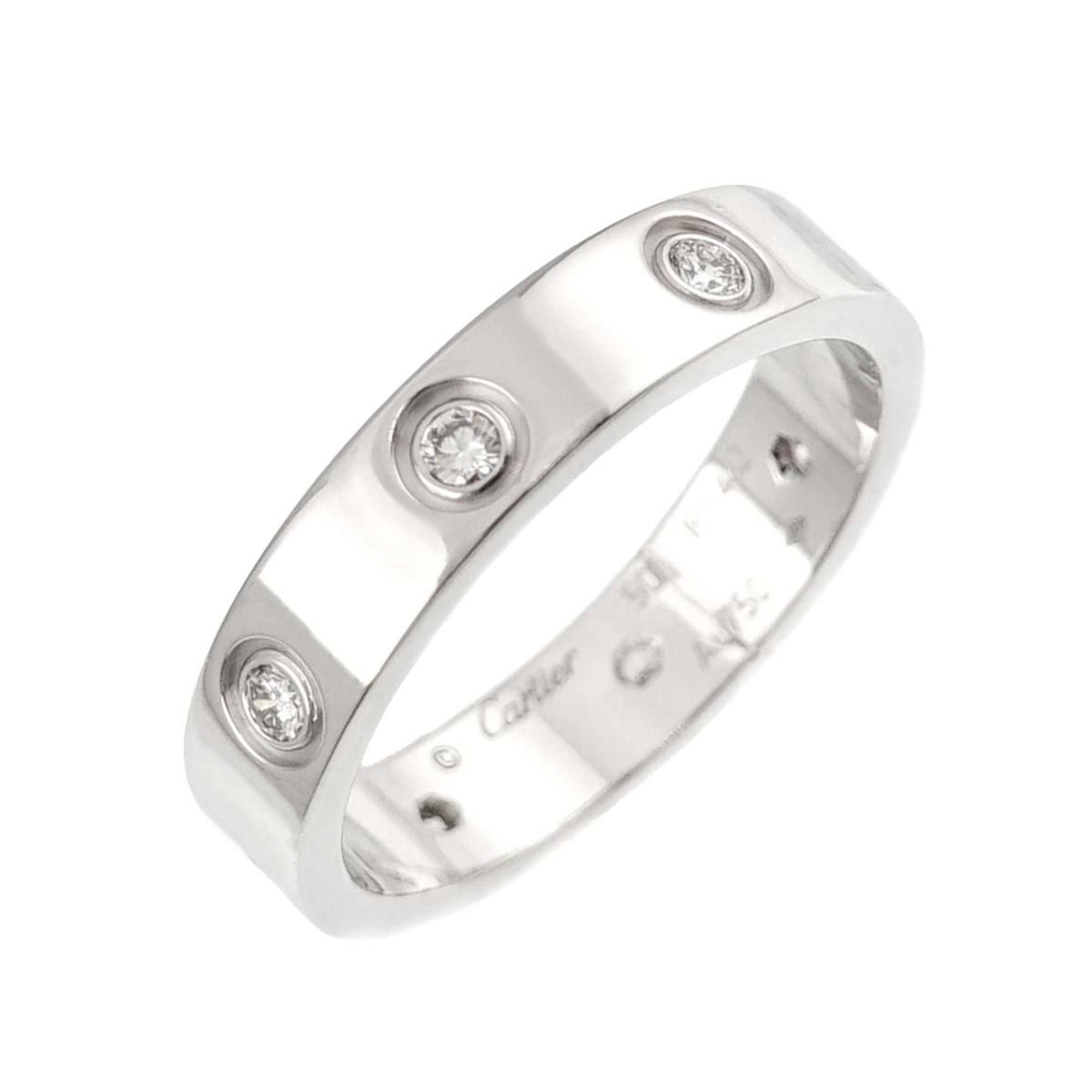 Cartier Love Small SM #50 Ring Full Diamond K18 WG White Gold 750