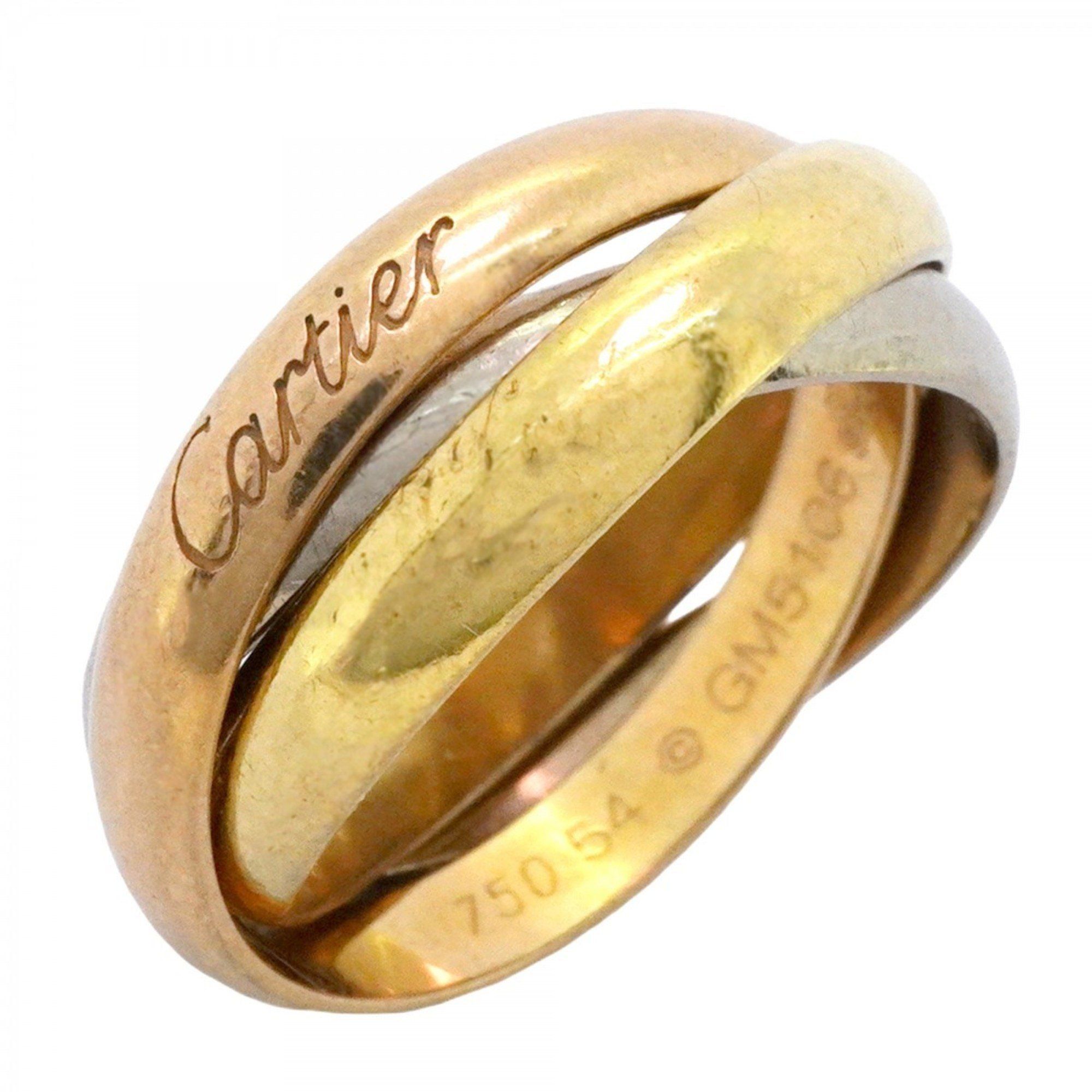 Cartier Ring Trinity 18KYG Yellow Gold 18KWG White 18KPG Pink #54 Ladies