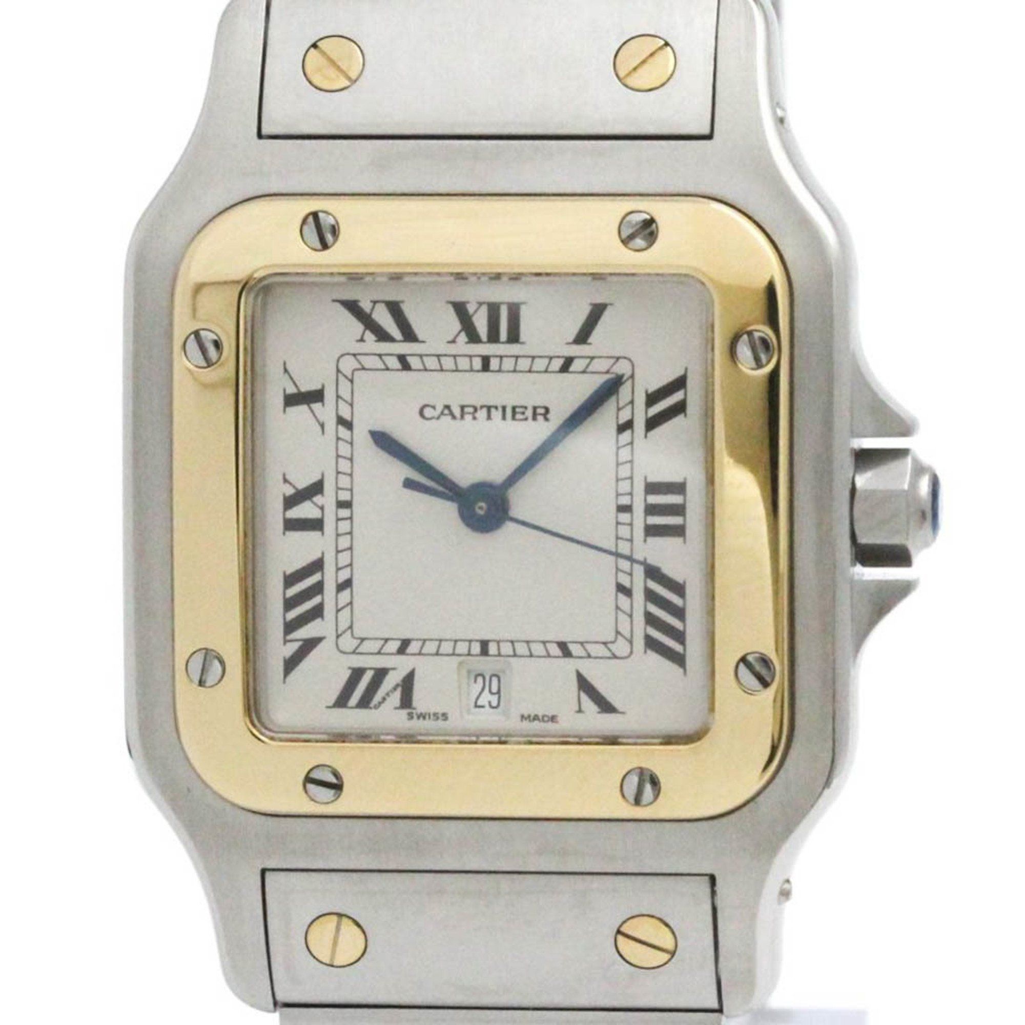 CARTIER Santos Galbee 18K Gold Steel Mens Watch W20011C4 Polished