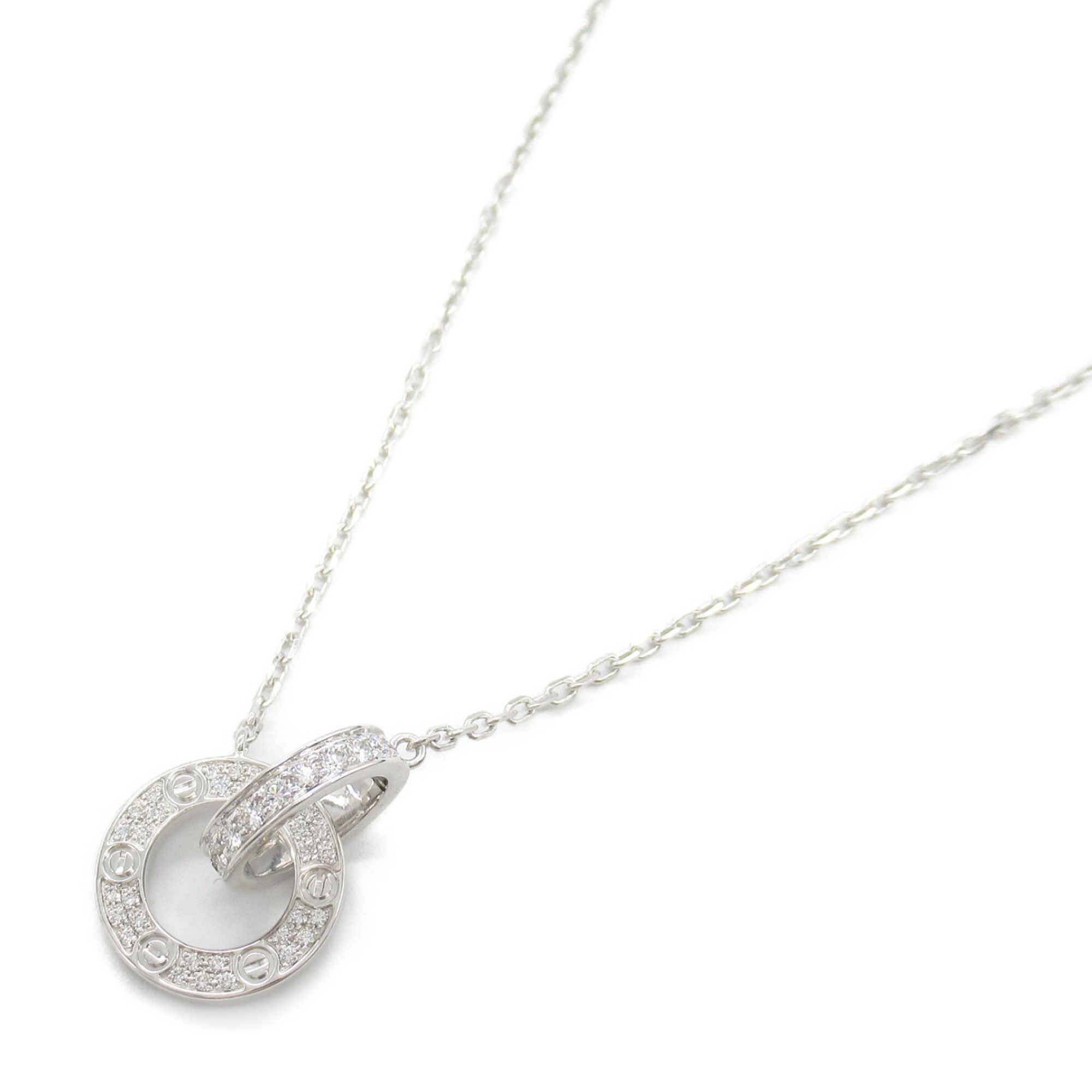 Cartier Love Necklace Pavé Diamond 18KWG (White Gold) Ladies Clear