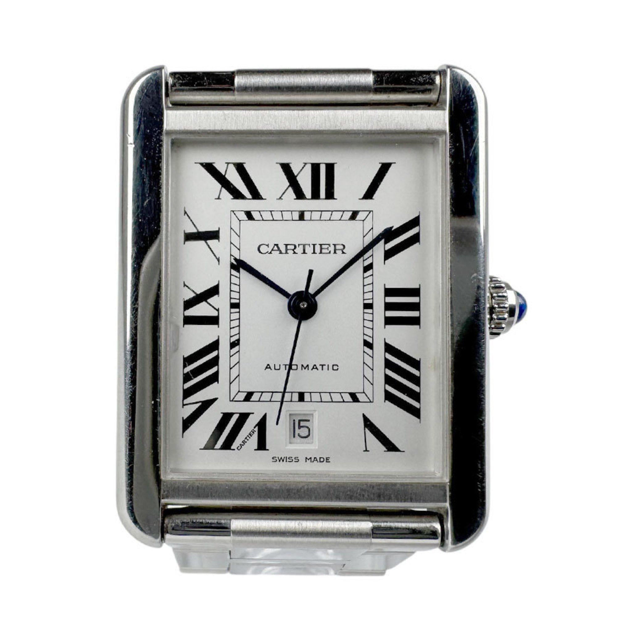 CARTIER Watch Tank Solo XL Stainless Steel Silver Men's Women's W5200028 Automatic White Dial