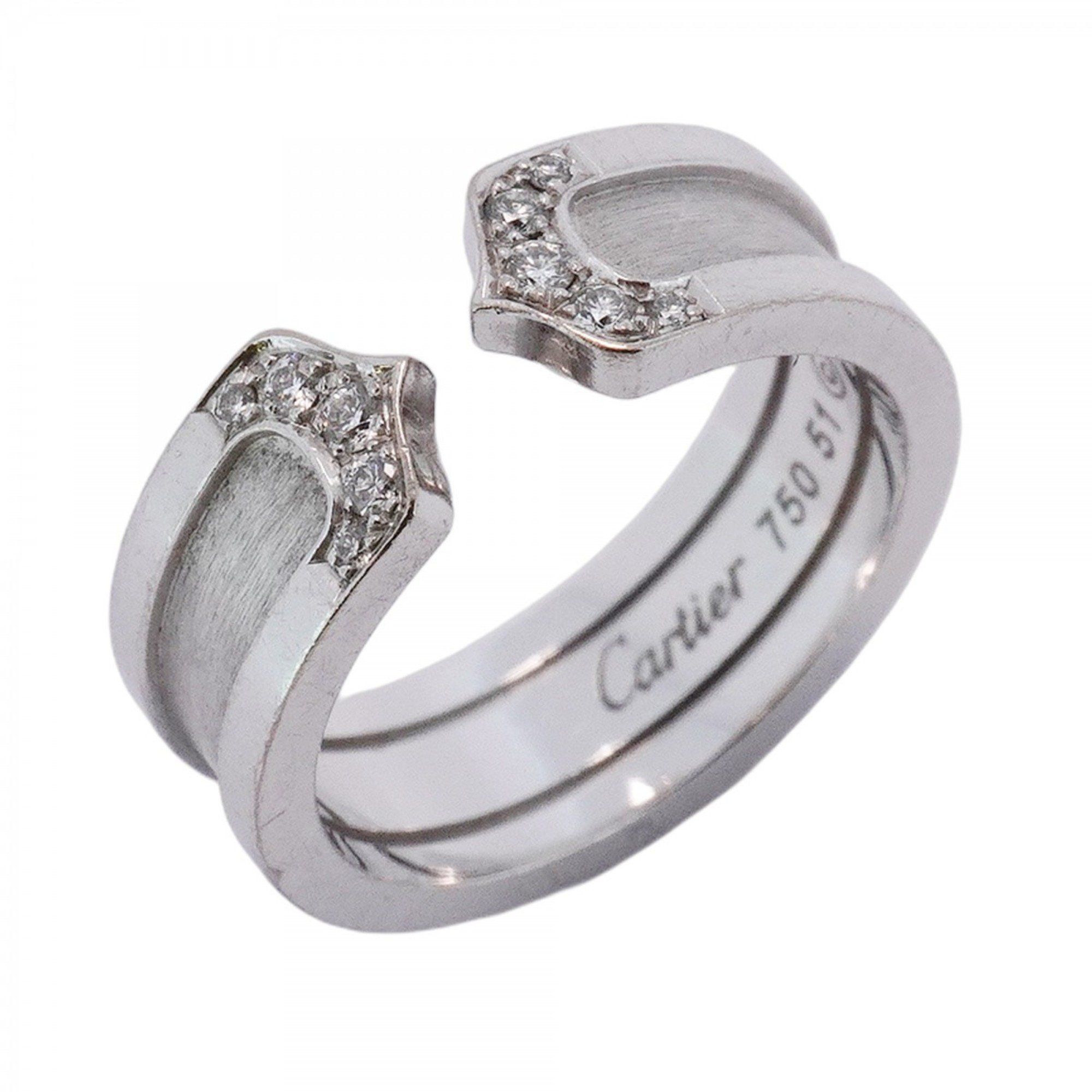 Cartier Ring 2C 18KWG White Gold Diamond #51 Ladies