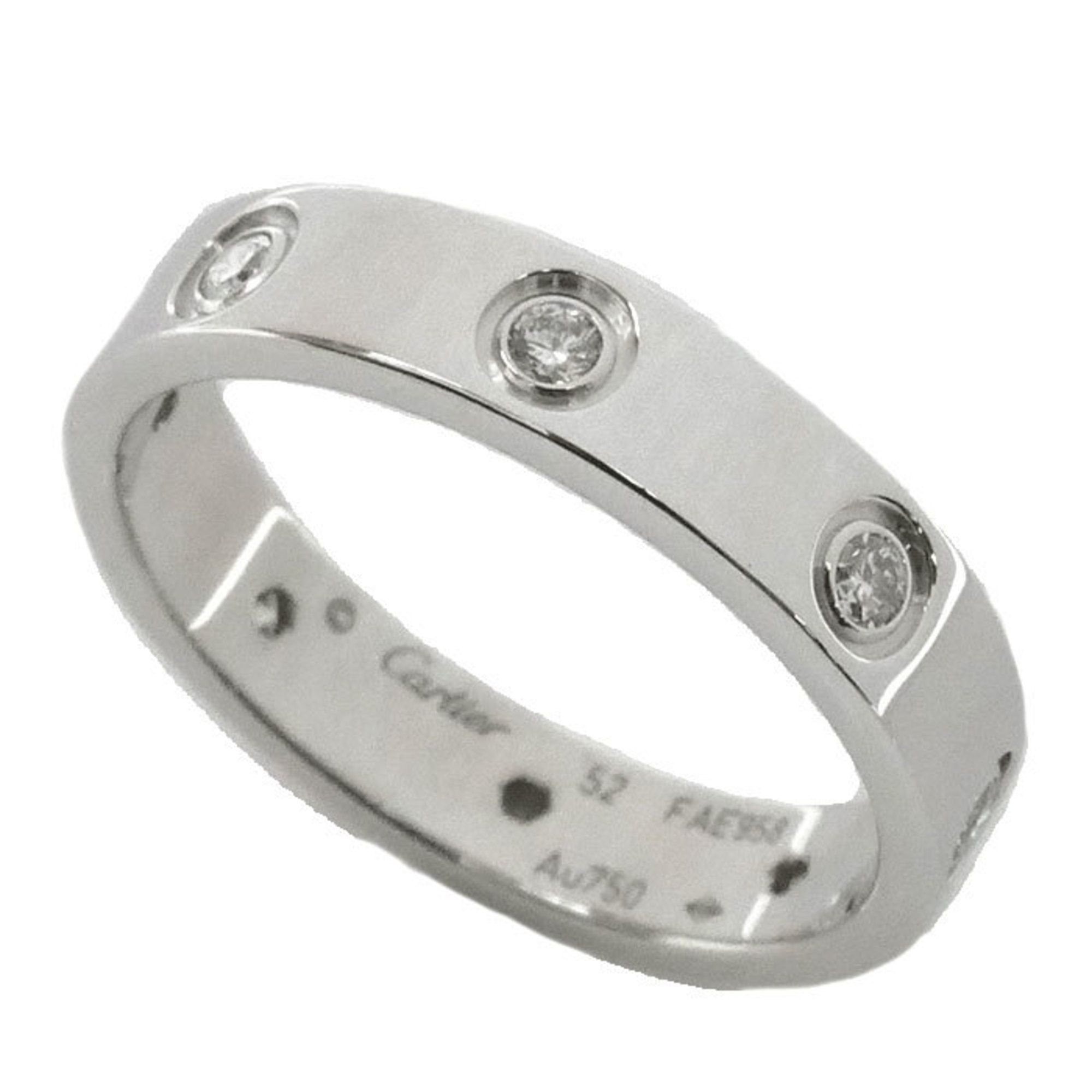 CARTIER Cartier K18WG White Gold Mini Love Full Diamond Ring B4050652 Size 12 52 4.4g Women's