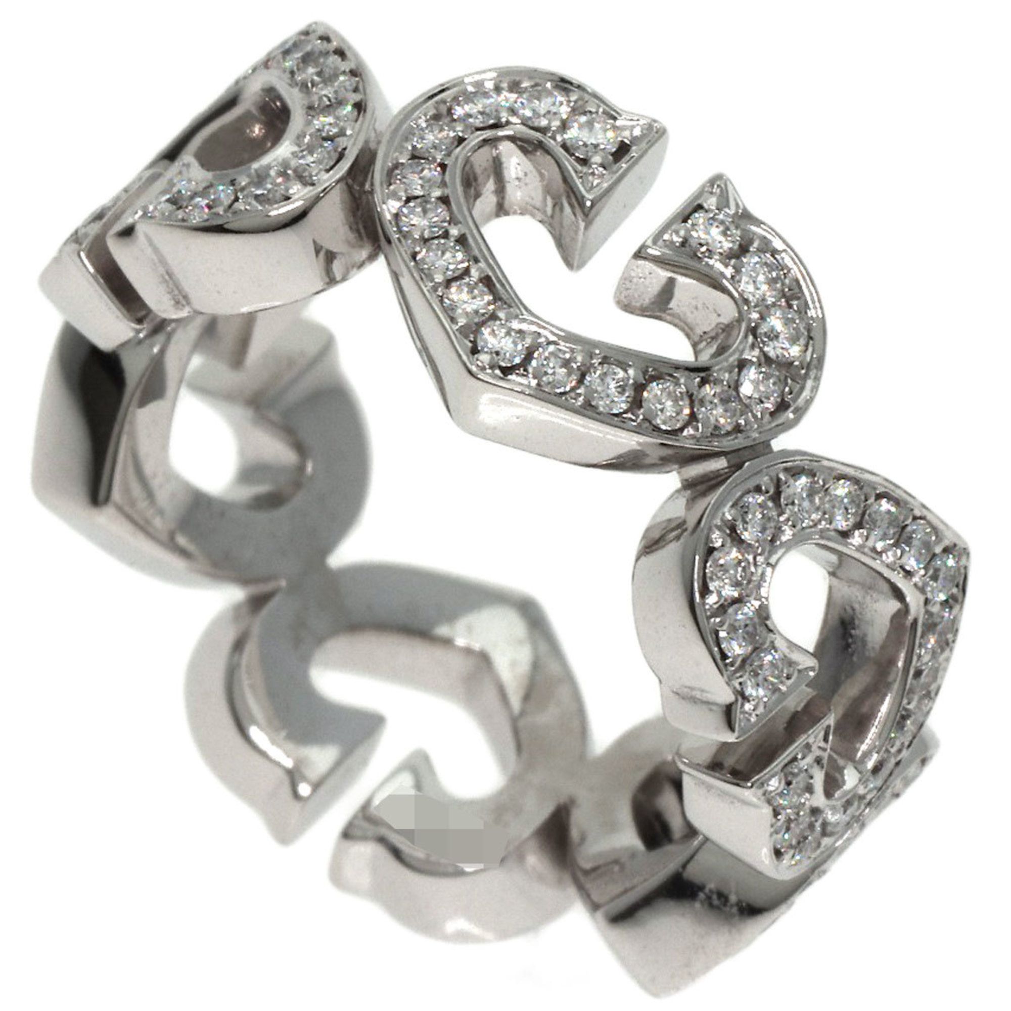 Cartier C Heart Full Diamond #47 Ring, K18 White Gold, Women's, CARTIER