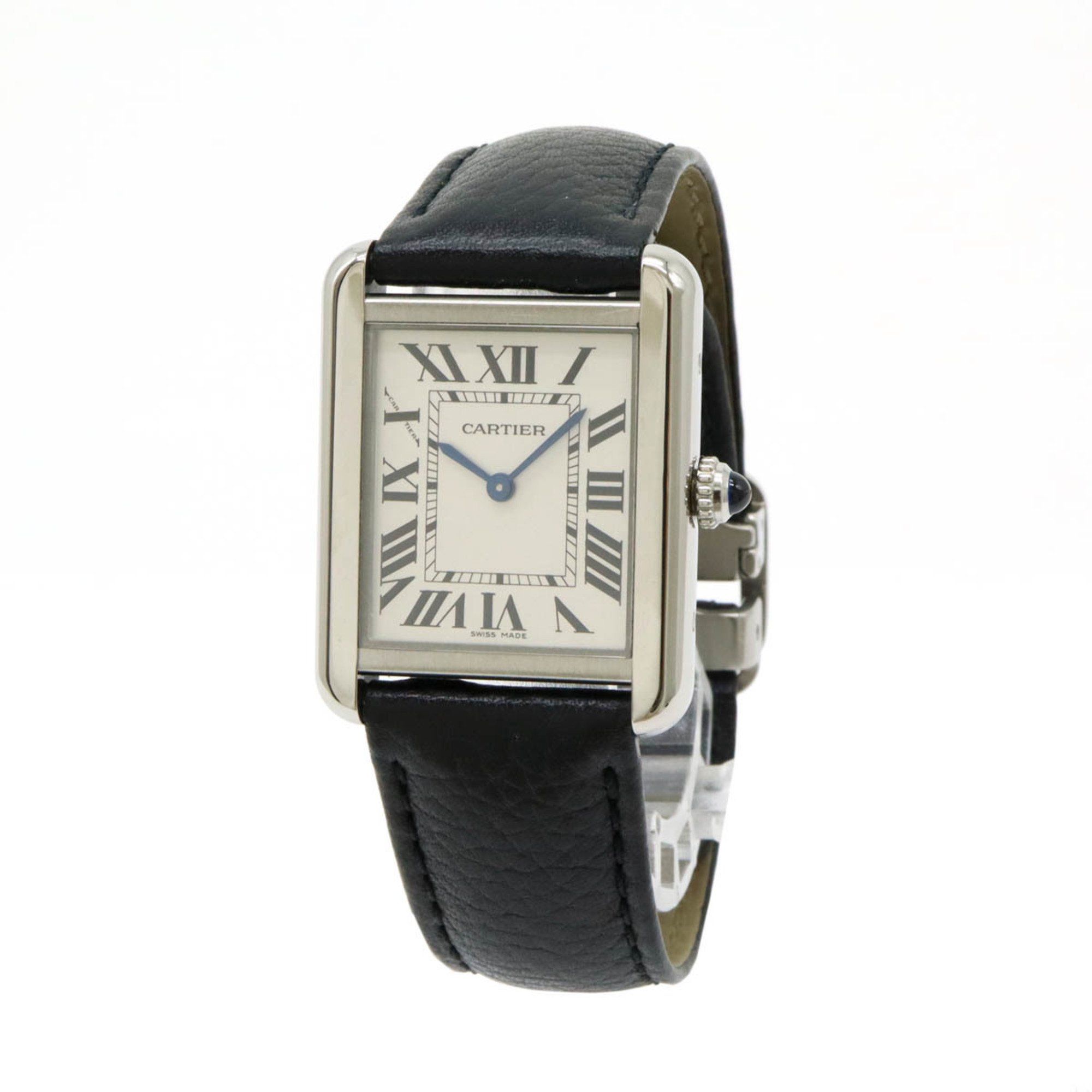 Cartier Tank Solo SM Silver Dial SS Quartz Wristwatch WSTA0030
