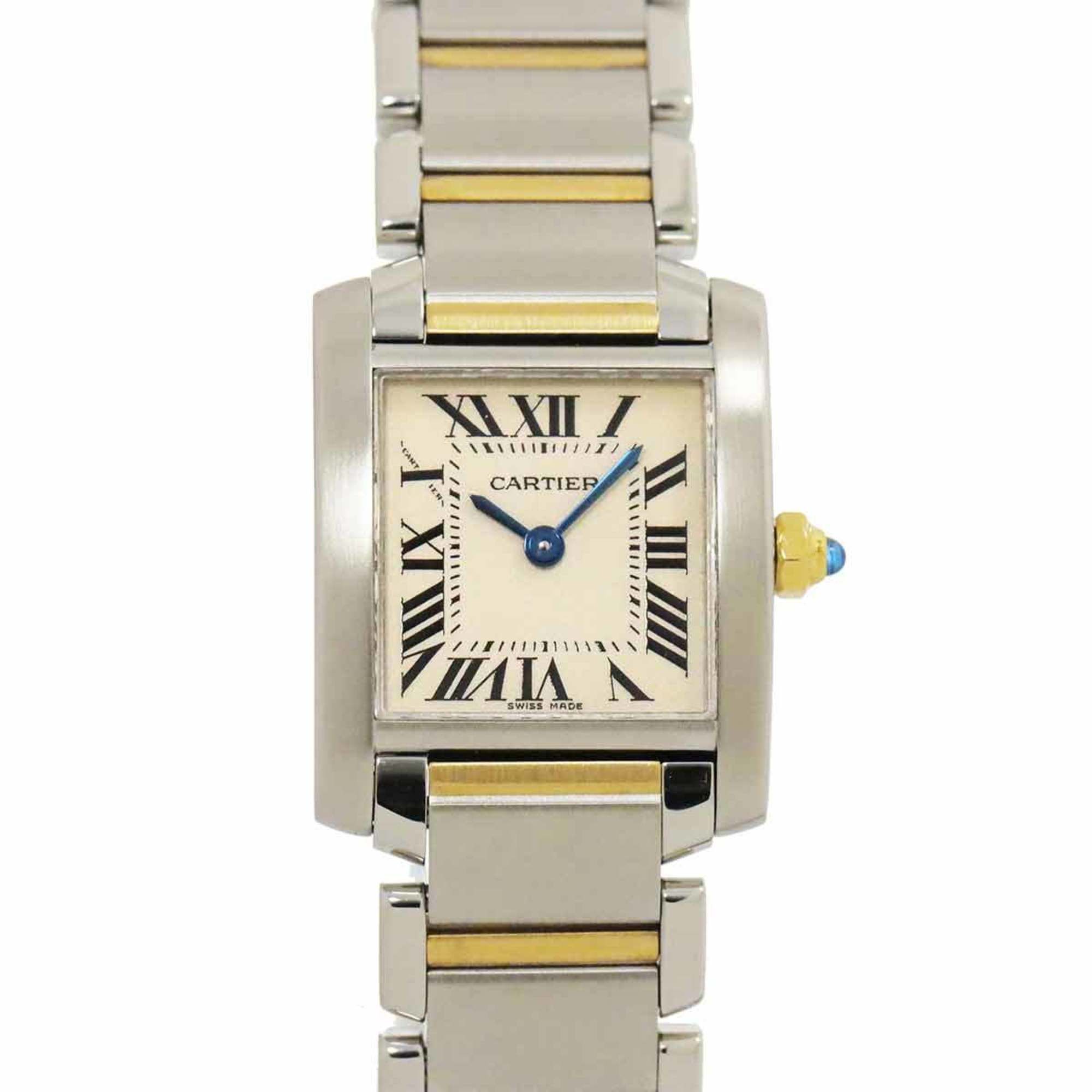 Cartier Tank Francaise SM Combi W51007Q4 Women's Watch Ivory YG Yellow Gold Quartz