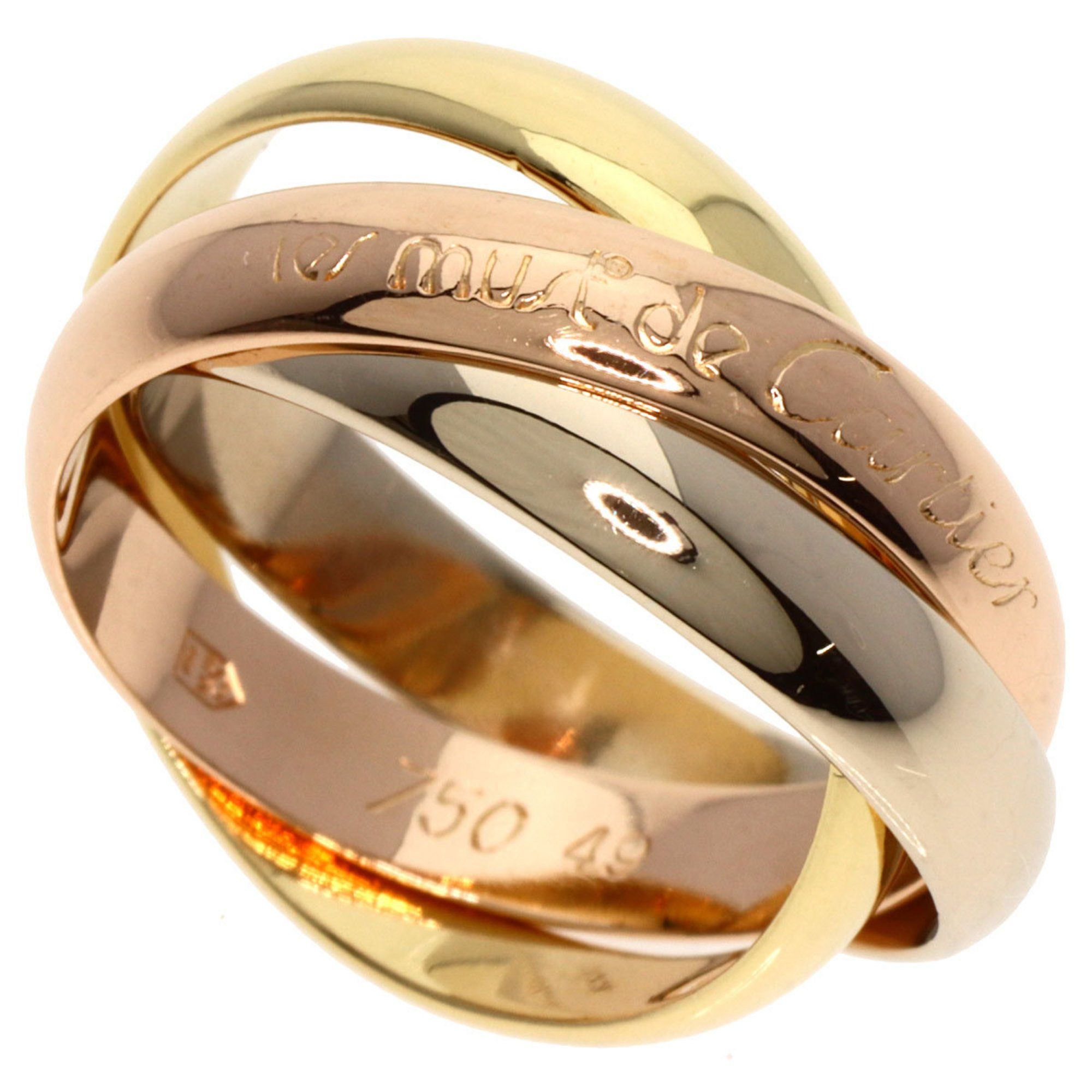 Cartier Trinity #49 Ring, K18 Yellow Gold, K18PG, K18WG, Women's, CARTIER