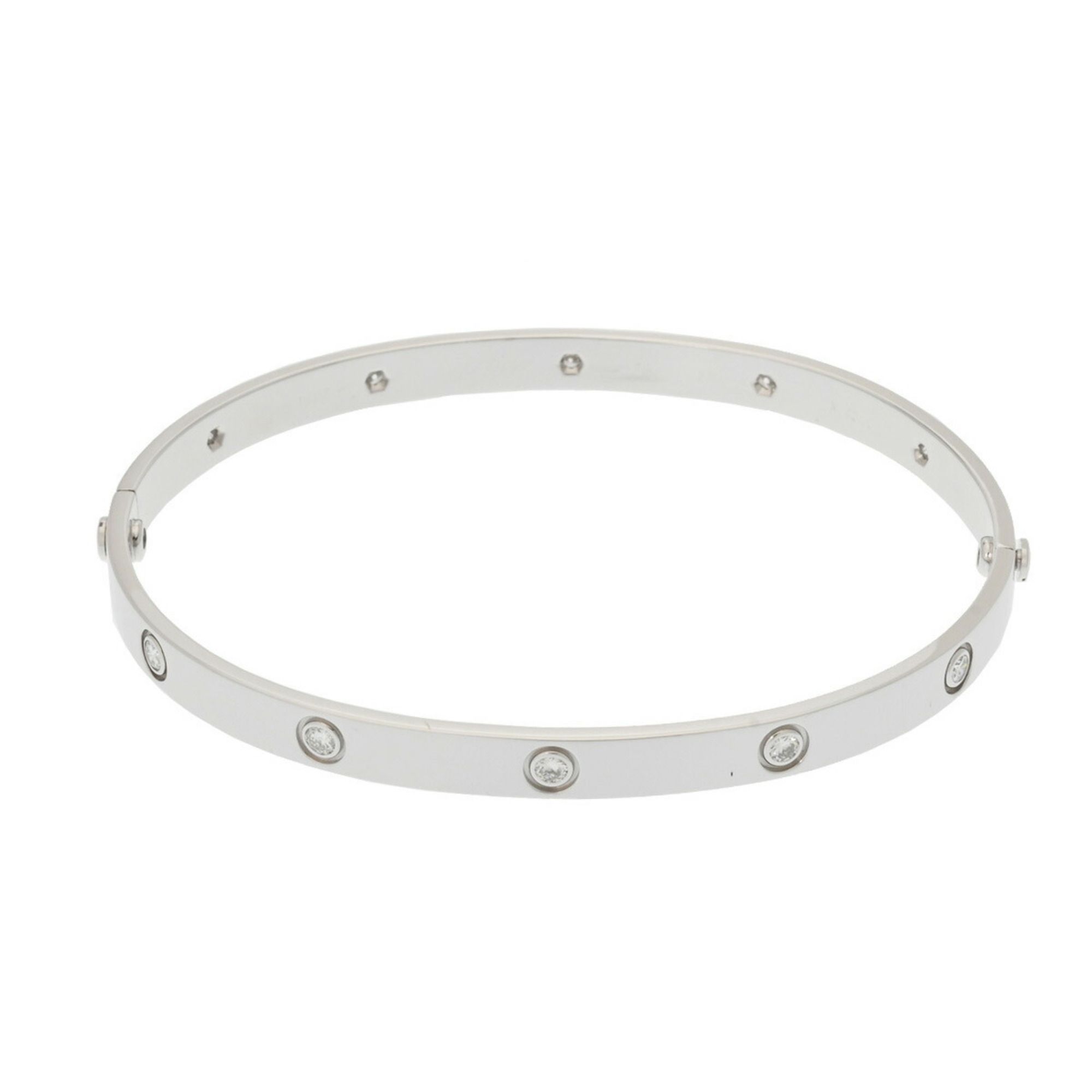 CARTIER Love Bracelet All Diamond #23 Unisex K18 White Gold