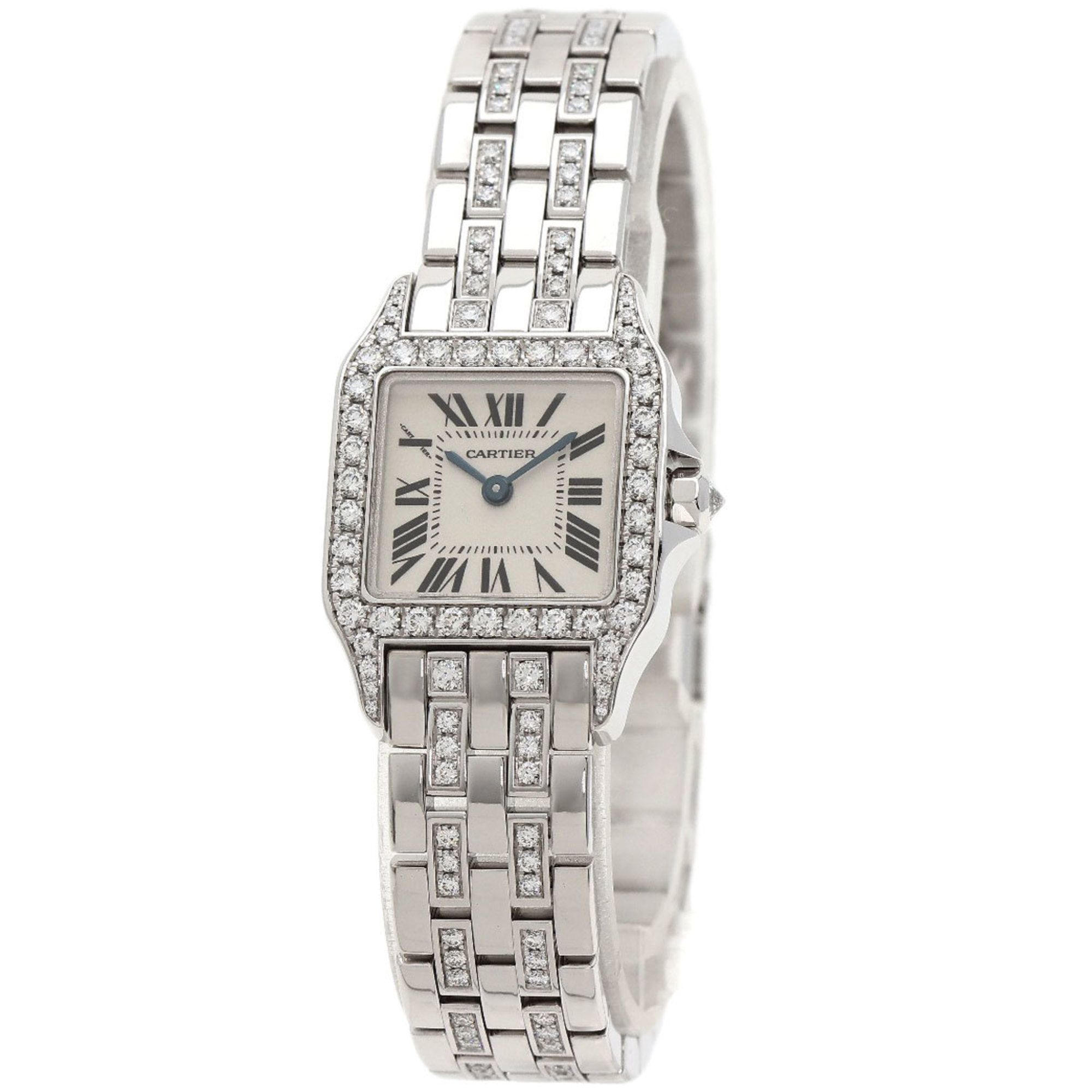 Cartier WF9003YC Santos Demoiselle SM Diamond Watch 18K White Gold K18WG Women's CARTIER