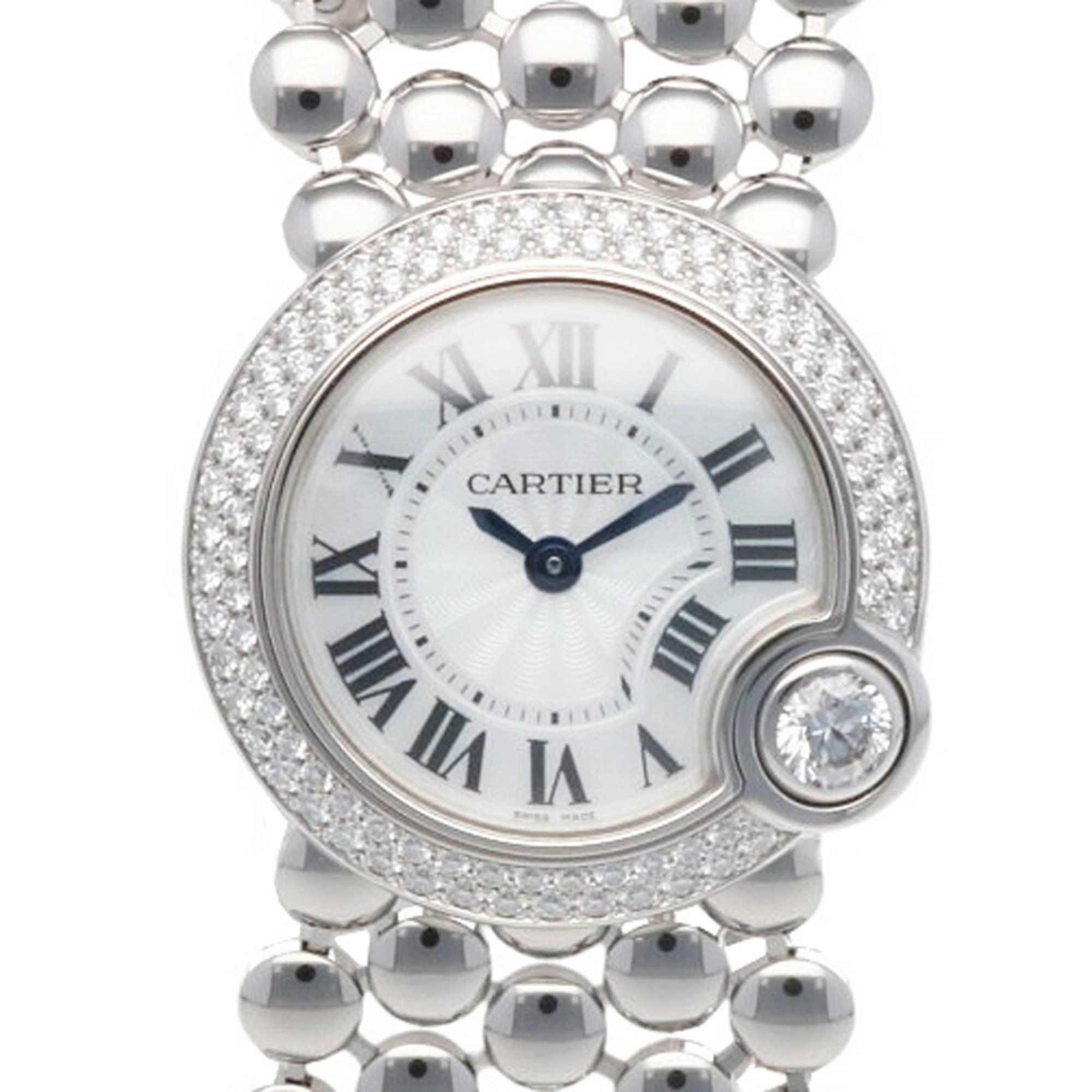 Cartier Ballon Blanc de Watch 18K WE902058 Quartz Ladies CARTIER Diamond Bezel White Shell