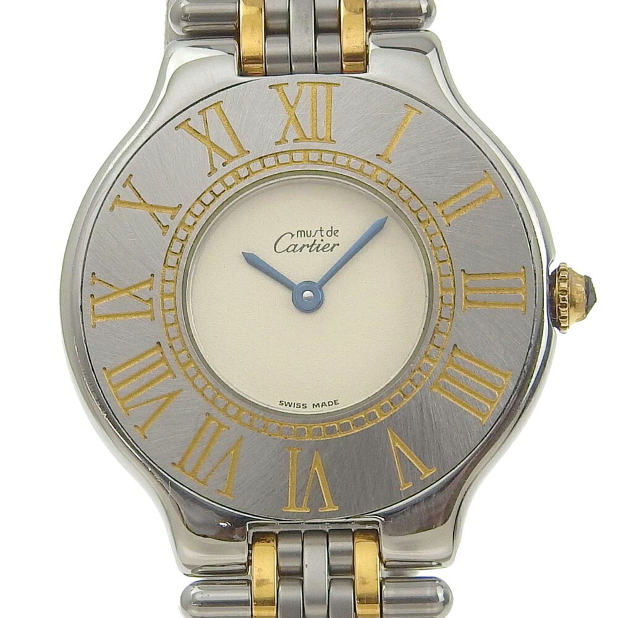 Cartier CARTIER Must21 Watch Vantien LM W10050F4 Stainless Steel x YG Swiss Made Silver/Gold Quartz