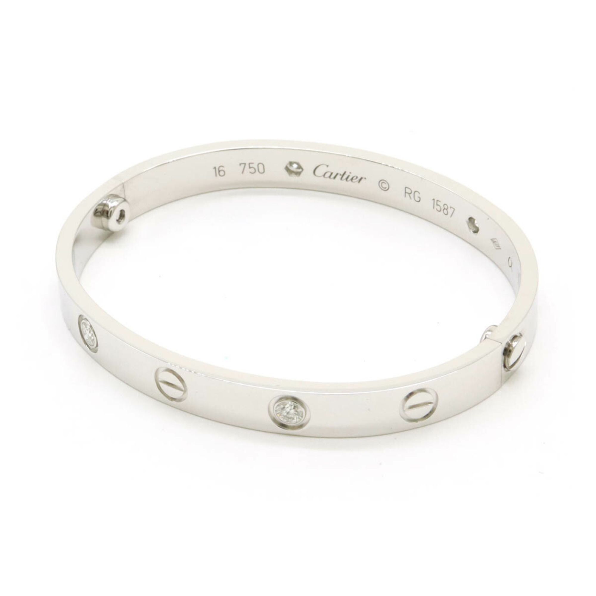 Cartier LOVE L?VE Love Bracelet Bangle Half Diamond K18WG 4PD #16
