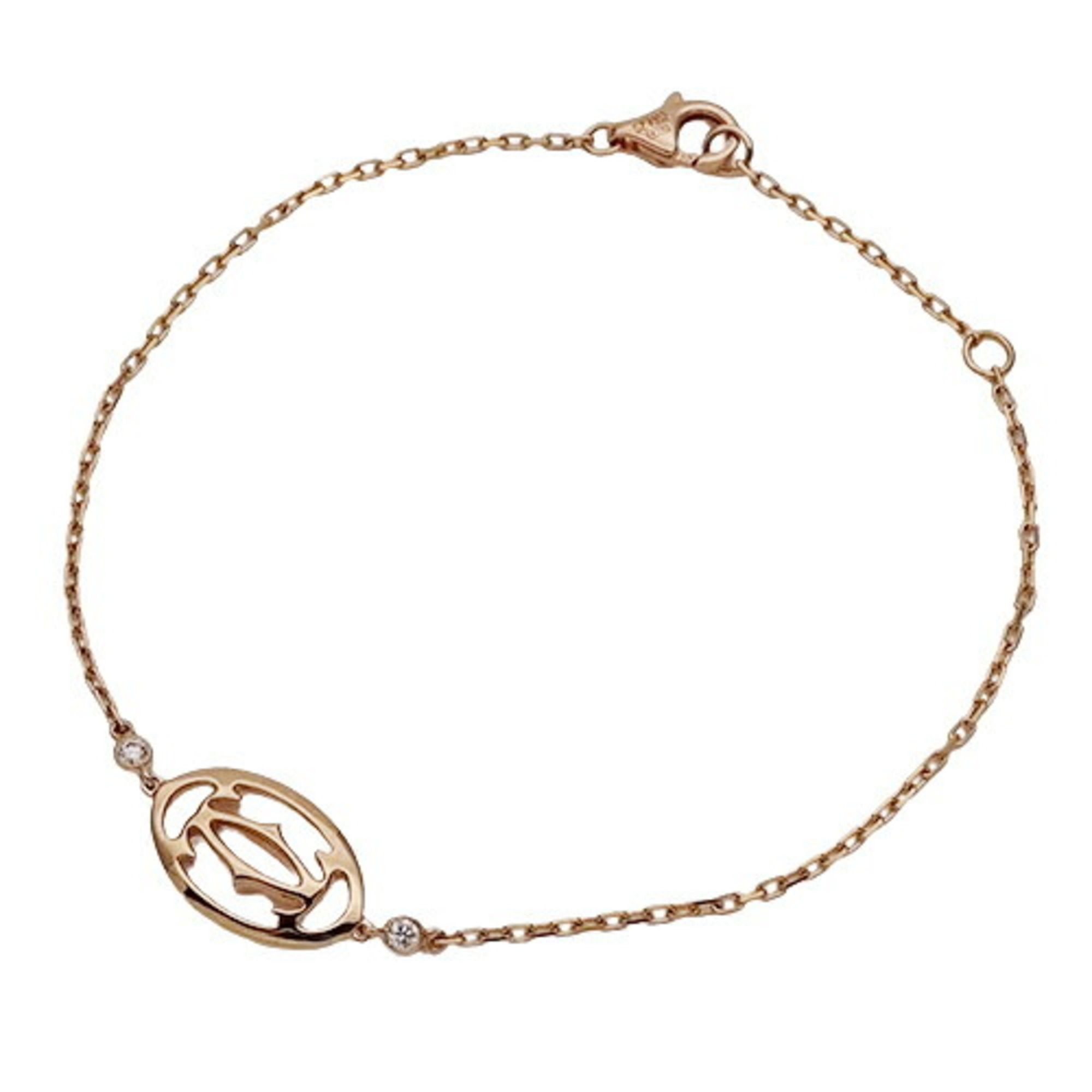 Cartier Bracelet for Women 750PG 2P Diamond Double C Pink Gold