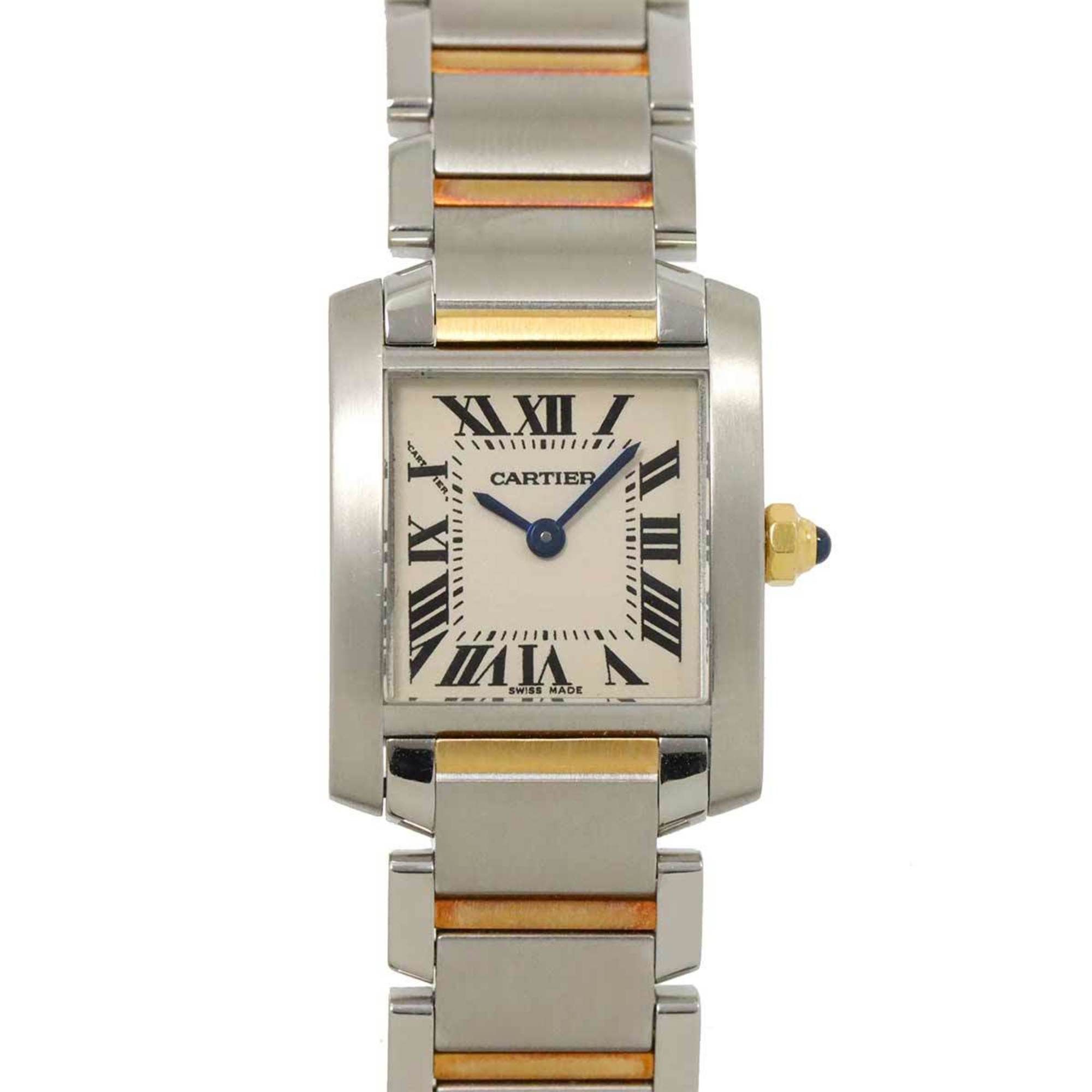 Cartier Tank Francaise SM Combi W51007Q4 Women's Watch Ivory K18YG Yellow Gold Quartz