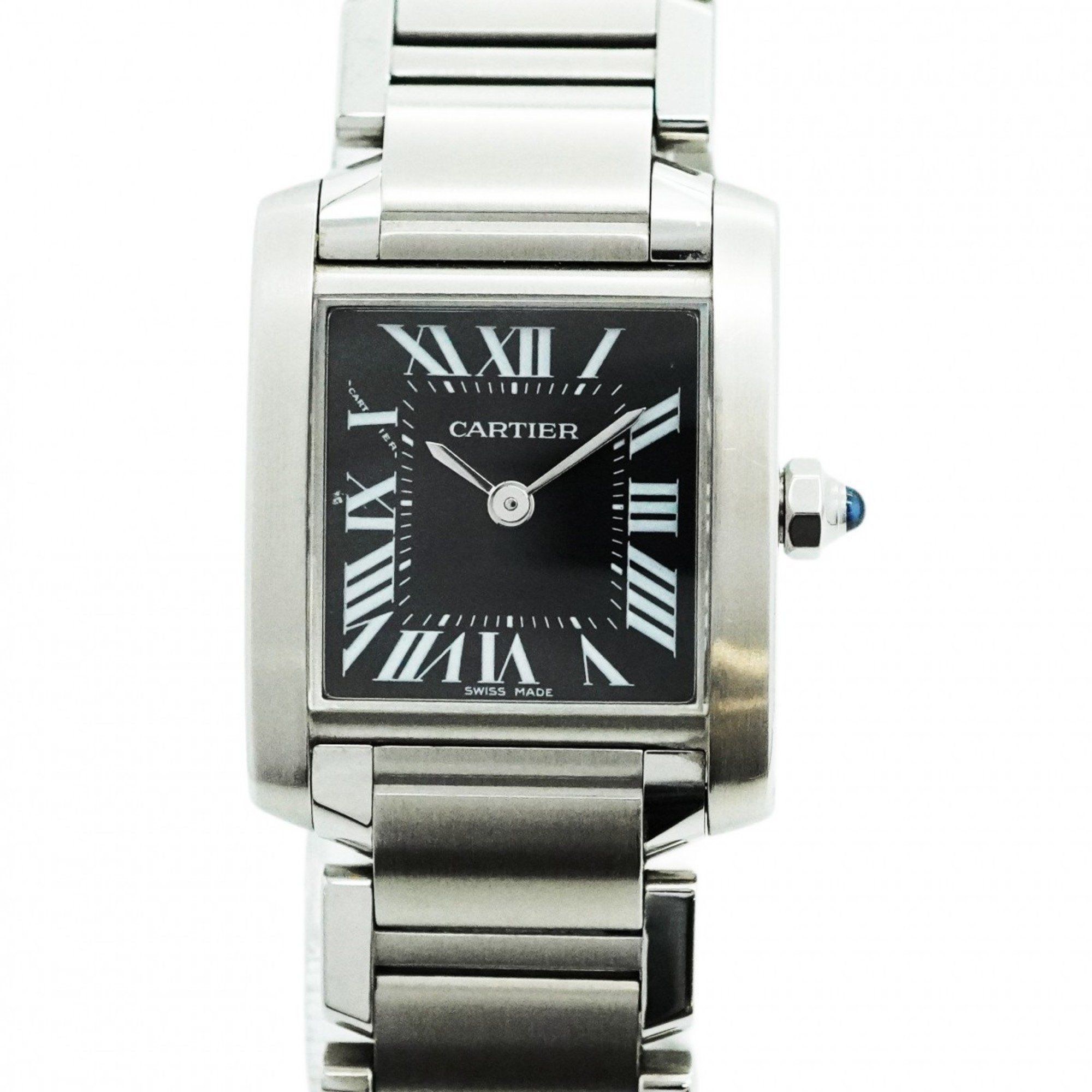 Cartier Tank Francaise W10125U2 Black Dial Watch for Women