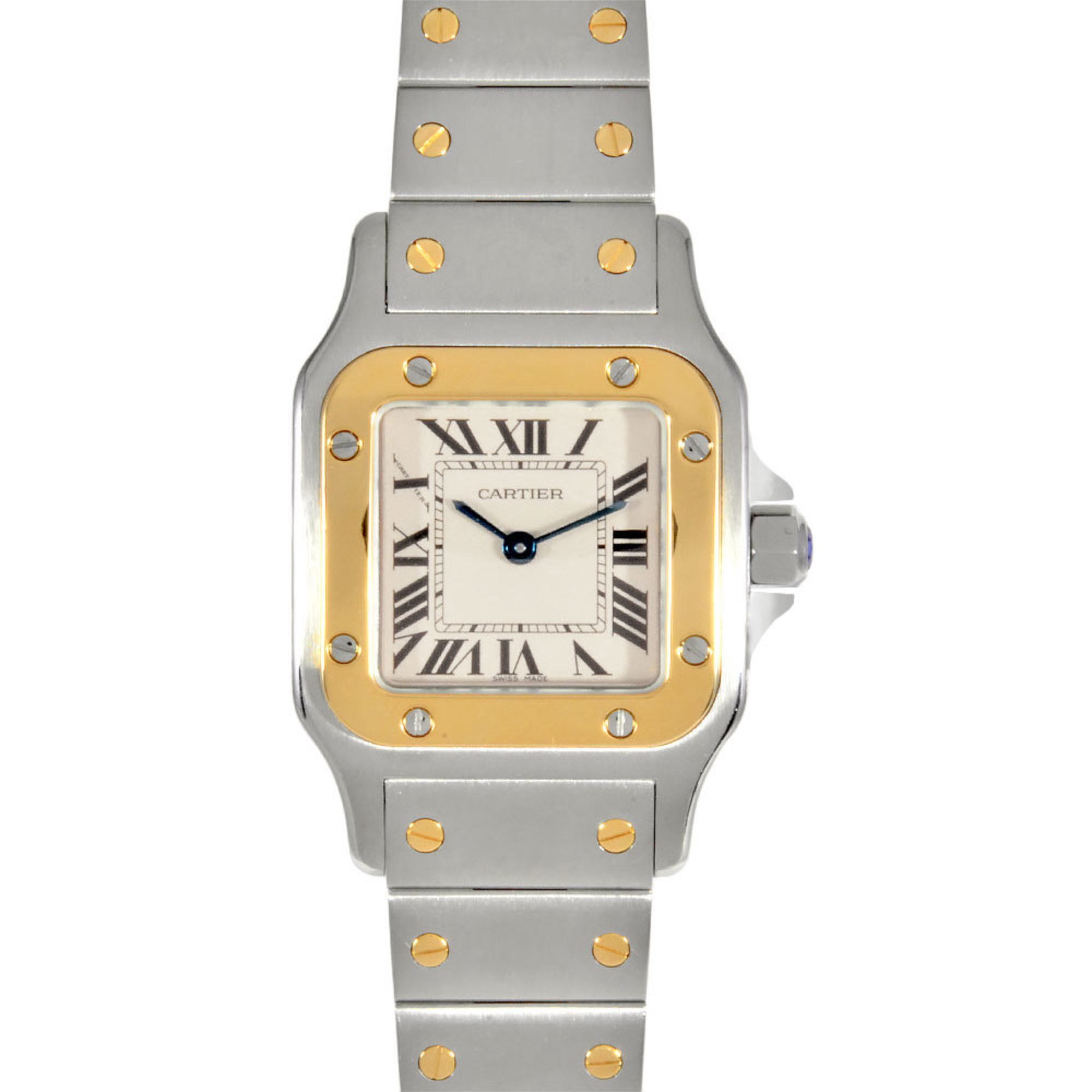 Cartier W20012C4 Santos Galbee SM Watch Quartz Ivory Dial SS x YG Ladies