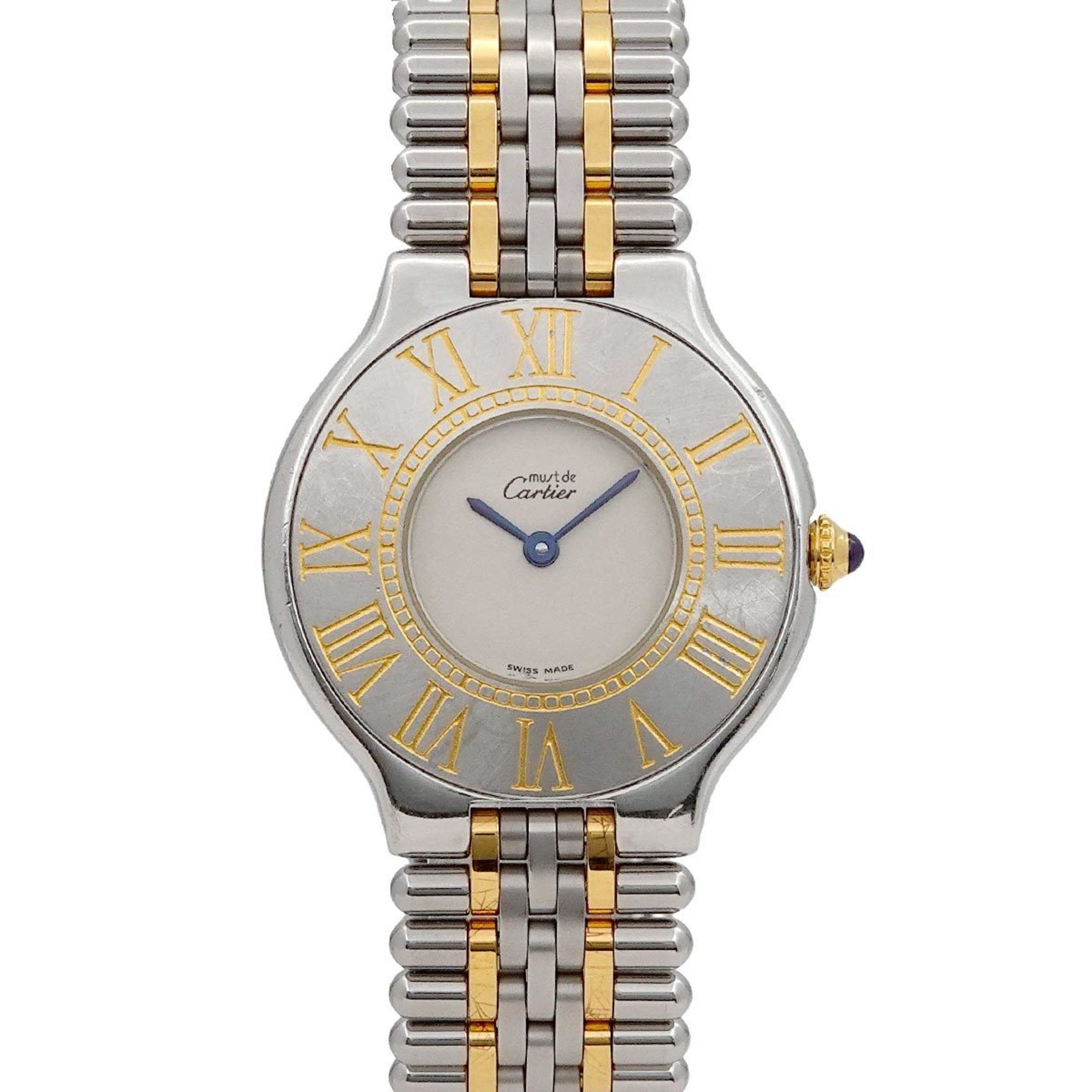 Cartier Must 21 Vantianne LM Combi W10050F4 Boys' Watch Ivory Quartz