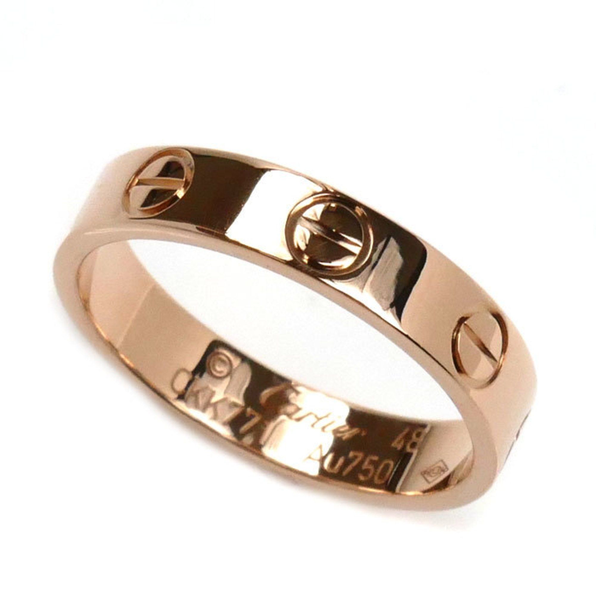 CARTIER 18KPG Pink Gold Mini Love Ring Size 8 48 2.8g Women's
