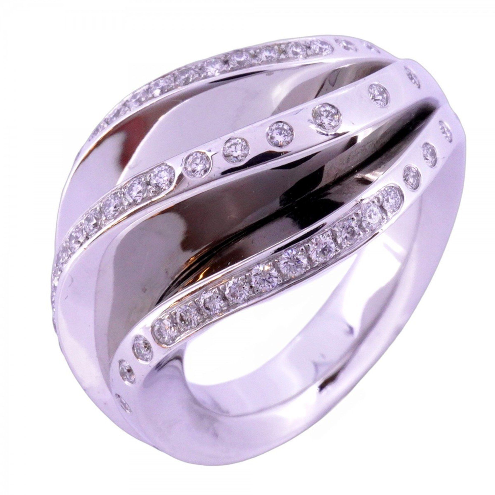 Cartier Ring Paris Nouvelle Vague 18KWG White Gold Diamond #52 Ladies