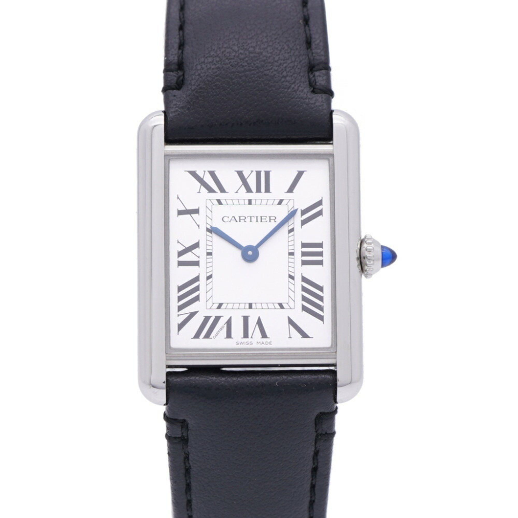 Cartier Tank Must LM WSTA0059 Solar Quartz Watch Stainless Steel/Leather Silver Dial 0038CARTIER Men