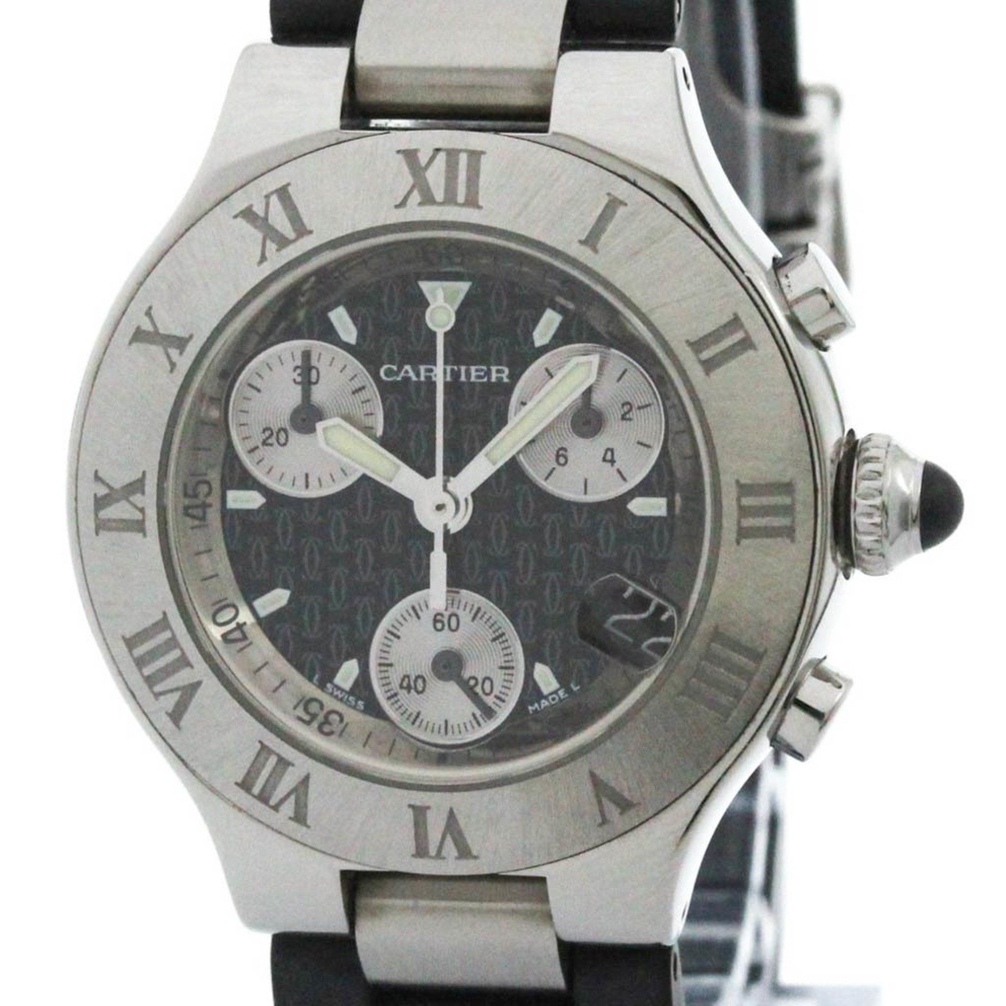 Polished CARTIER Must 21 Chronoscaph Steel Quartz Ladies Watch W10198U2