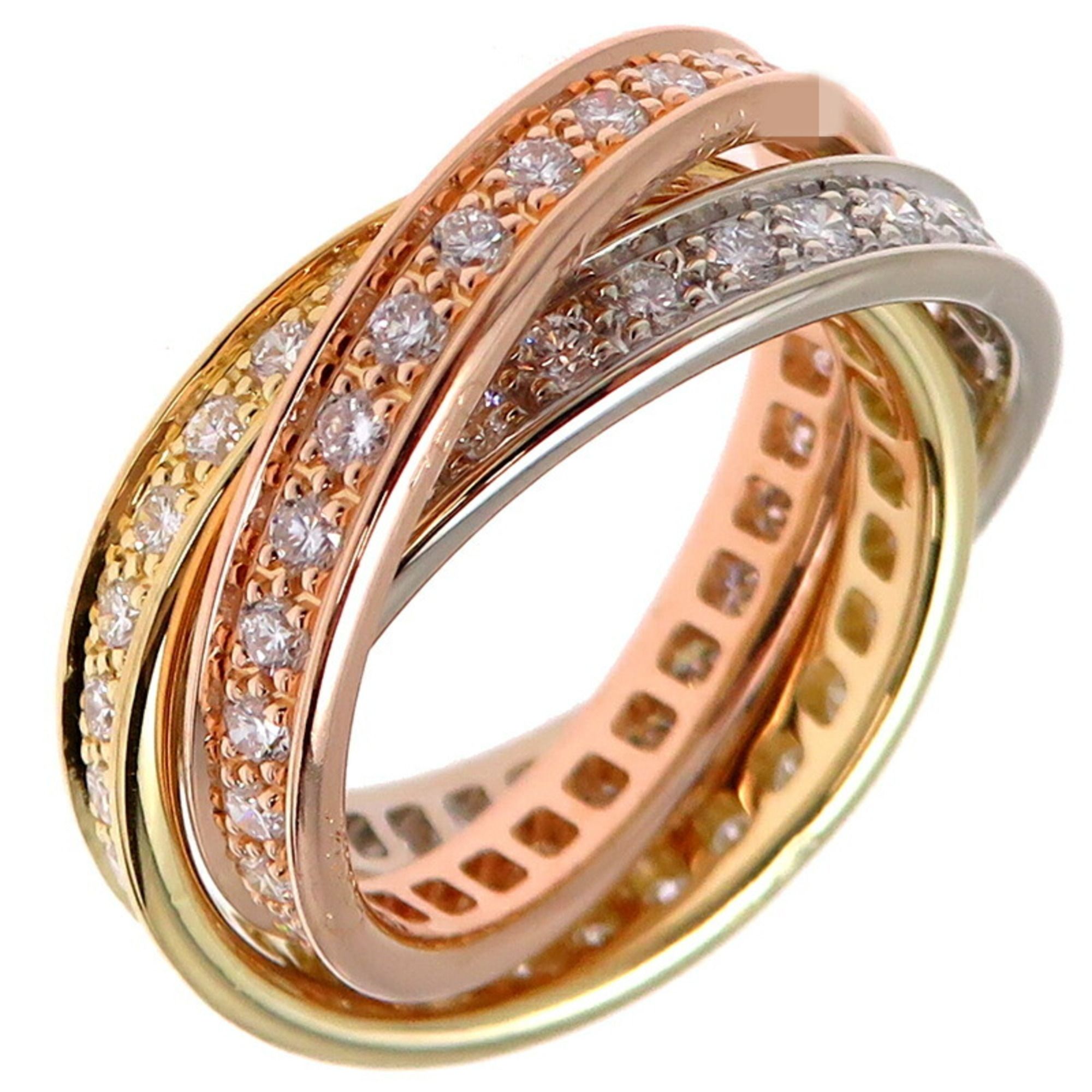 Cartier #49 Diamond Trinity Full Eternity Women's Ring, 750 Yellow Gold, Size 9