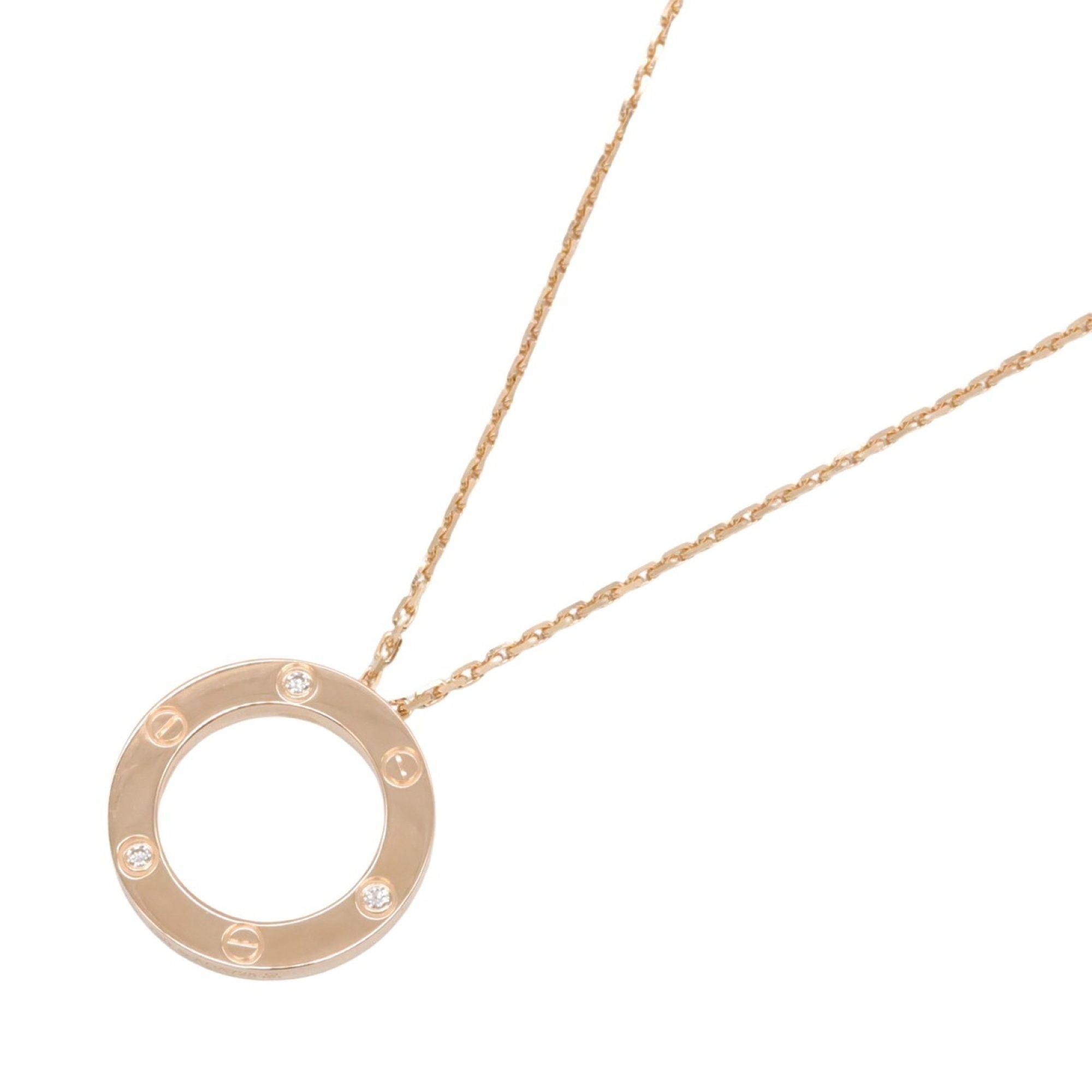Cartier Love Circle Necklace 3PD 18KPG (Pink Gold) Diamond Ladies Clear