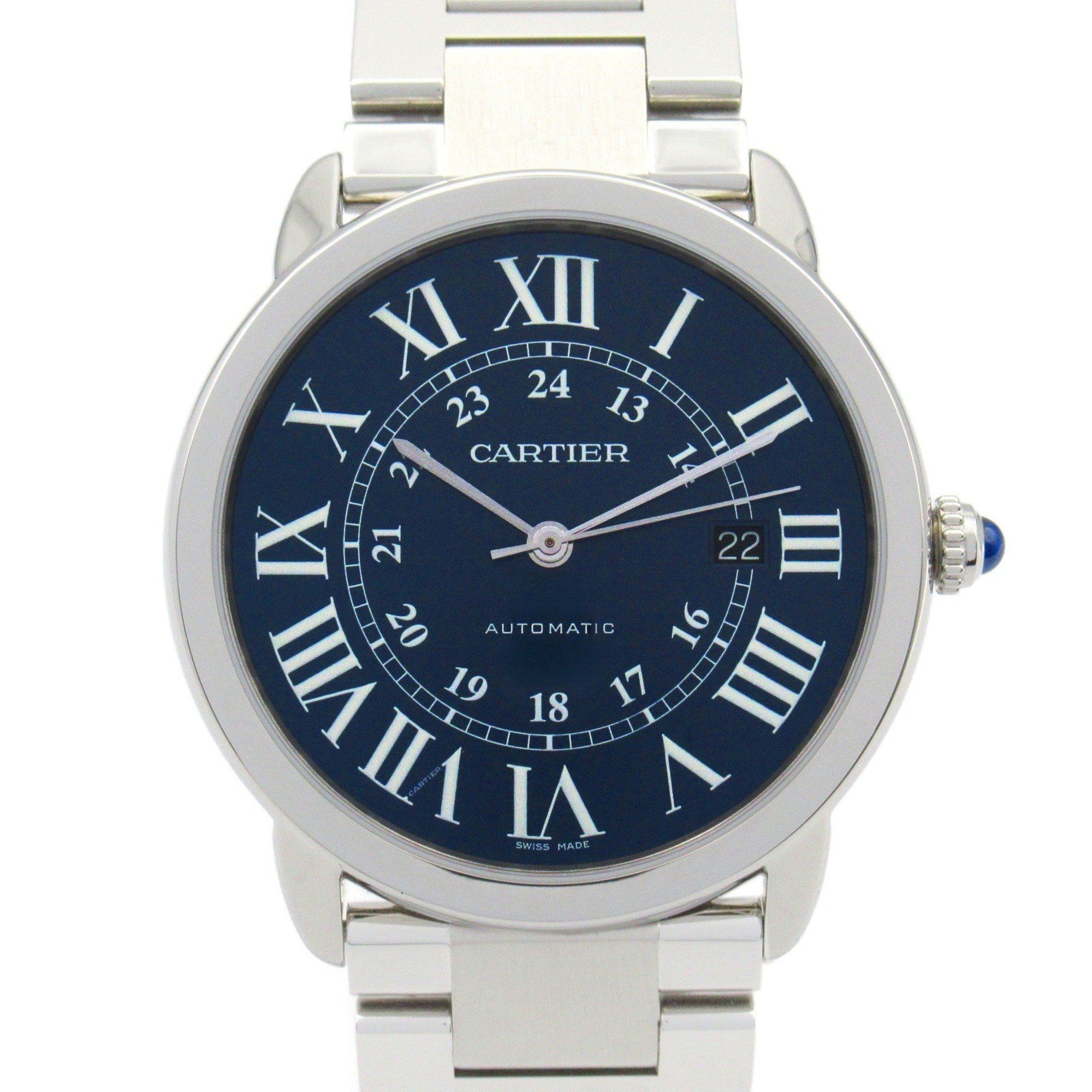 Cartier Rondo Solo Watch Stainless Steel Men's Blue WSRN0023