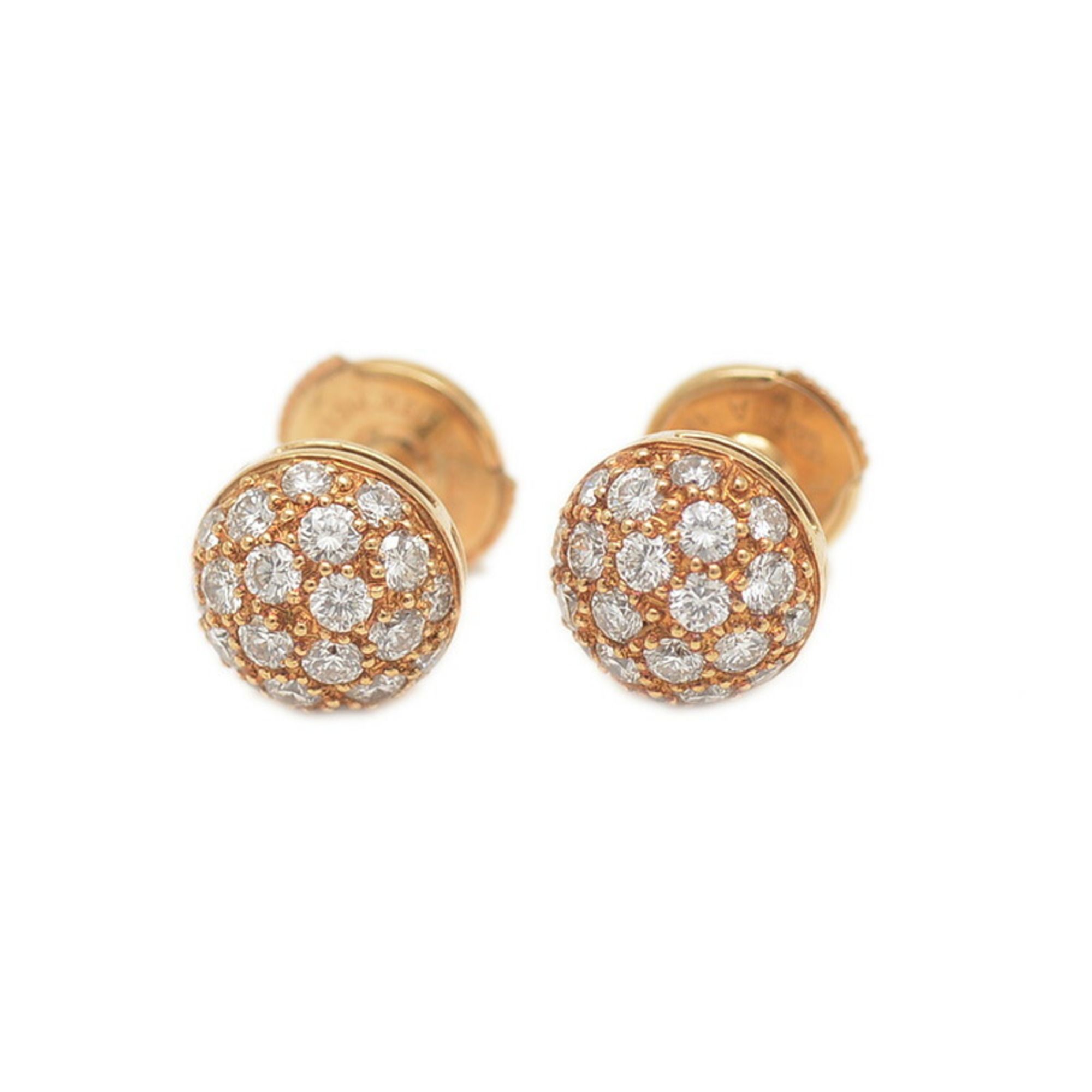 Cartier Mimi Ball Earrings K18YG Pave Diamond