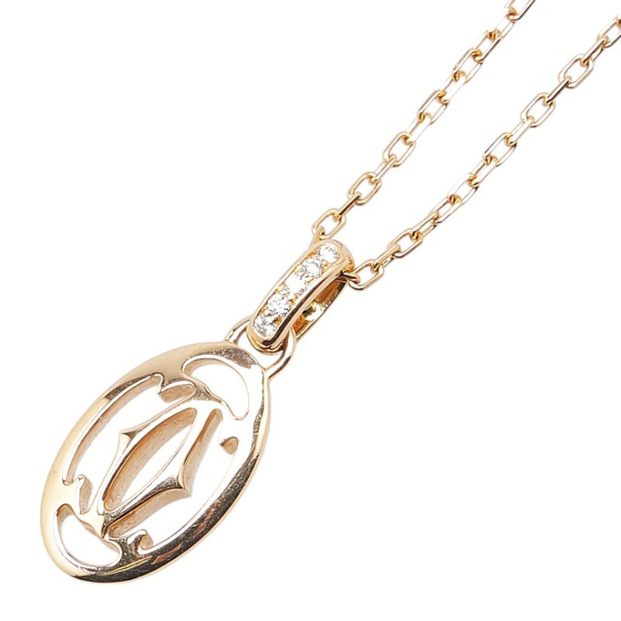 Cartier Double C Pendant Necklace K18YG Yellow Gold Women's CARTIER