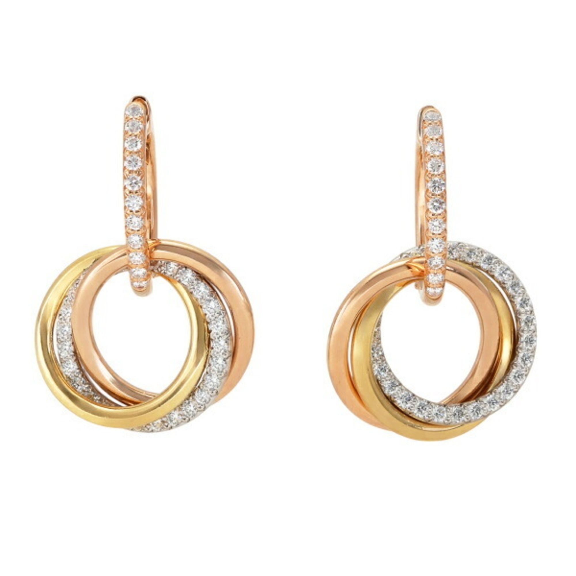 Cartier Trinity Semi-Pavé K18 Yellow Gold, Pink White Gold Earrings