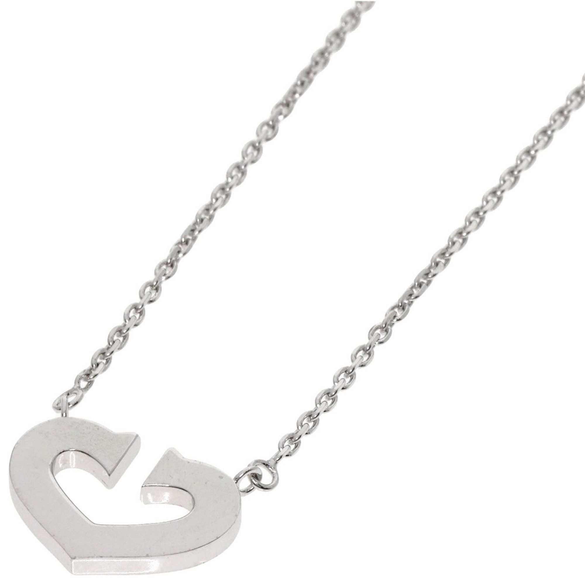 Cartier C Heart Necklace K18 White Gold Women's CARTIER