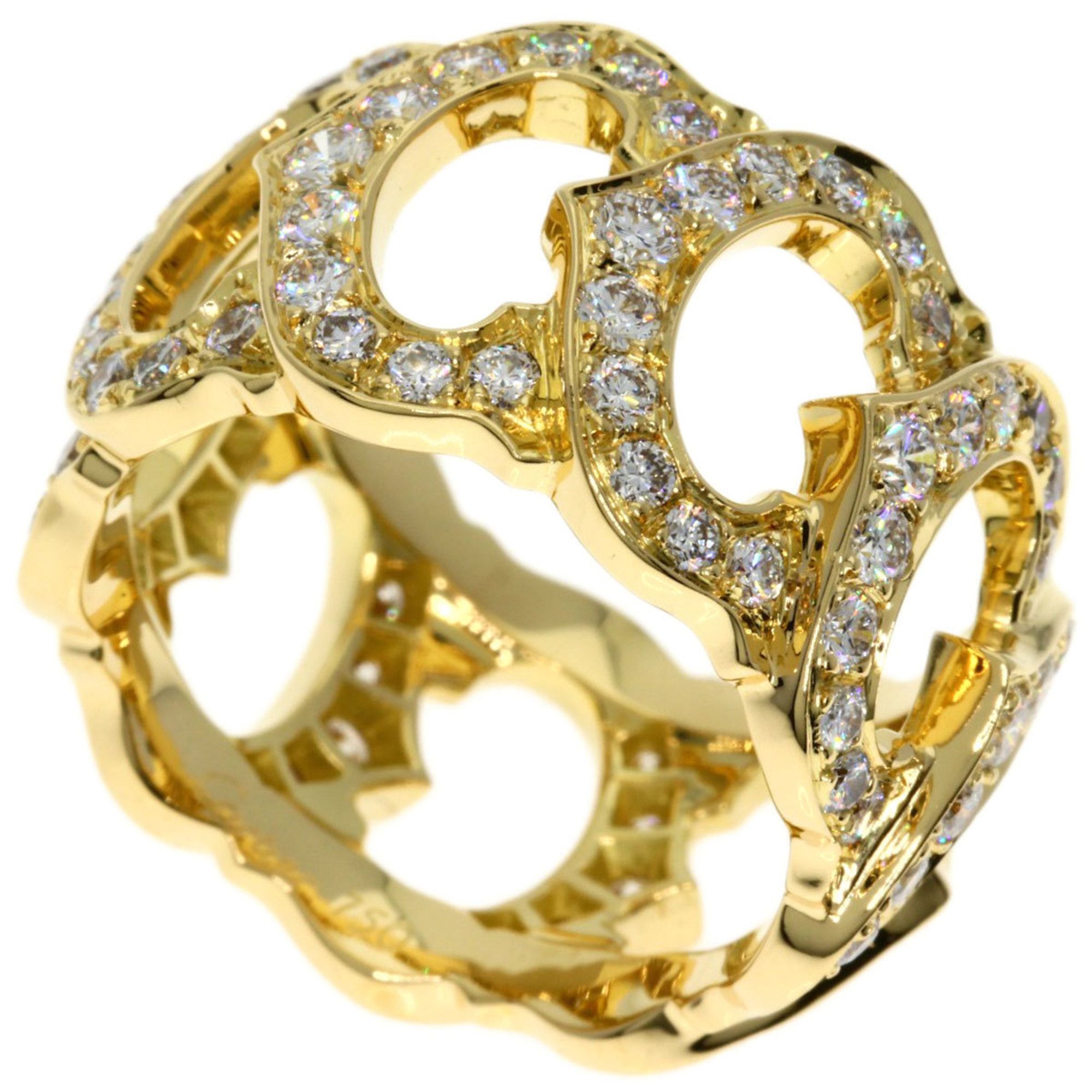 Cartier C de Full Diamond #54 Ring, K18 Yellow Gold, Women's, CARTIER