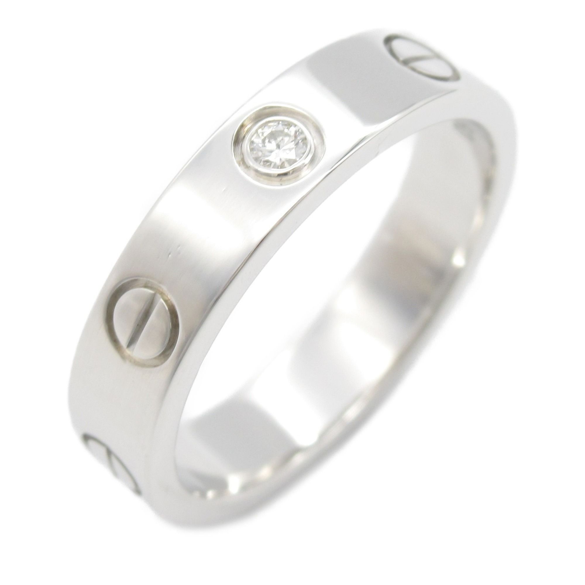 Cartier Mini Love Ring, 18K White Gold, Diamond, Women's, Silver, B4085100