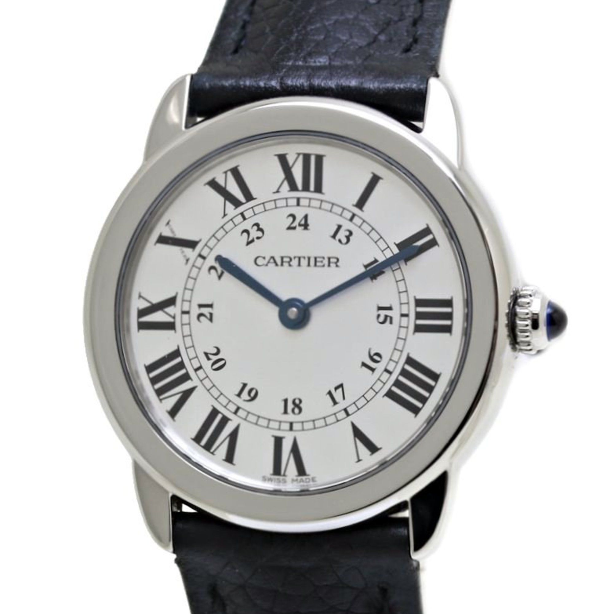 CARTIER Rondo Solo SM WSRN0019 Stainless Steel x Leather Ladies 39868 Watch