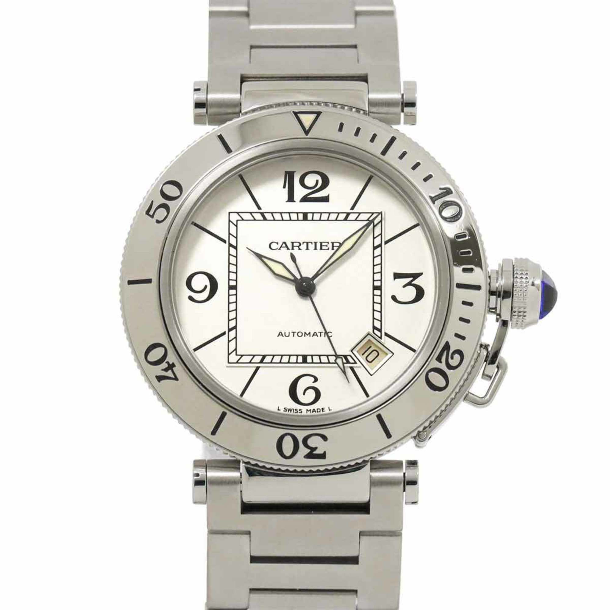 Cartier Pasha Seatimer W31080M7 Men's Watch Date Silver Automatic Self-Winding