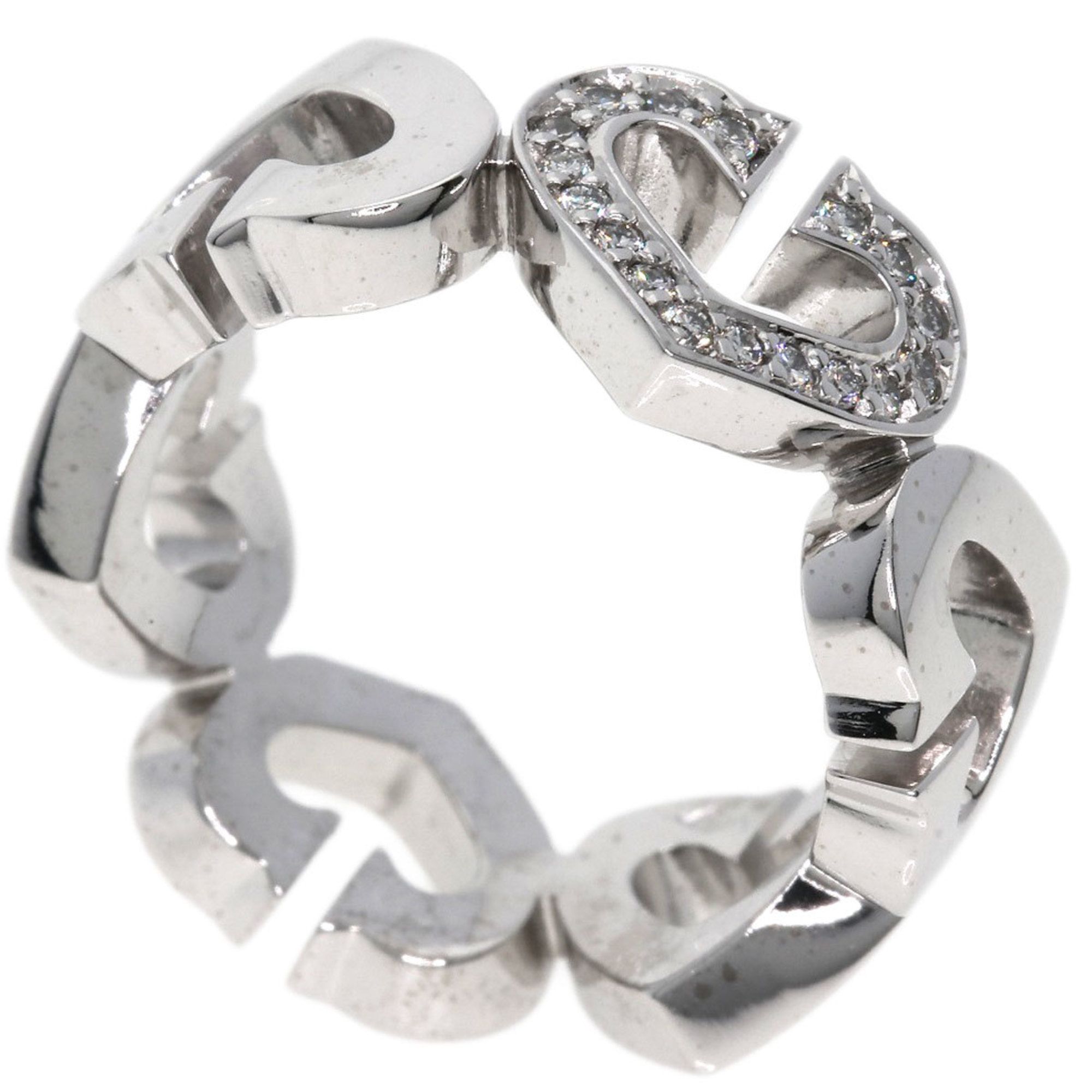 Cartier C Heart Diamond #47 Ring 18K White Gold Women's CARTIER