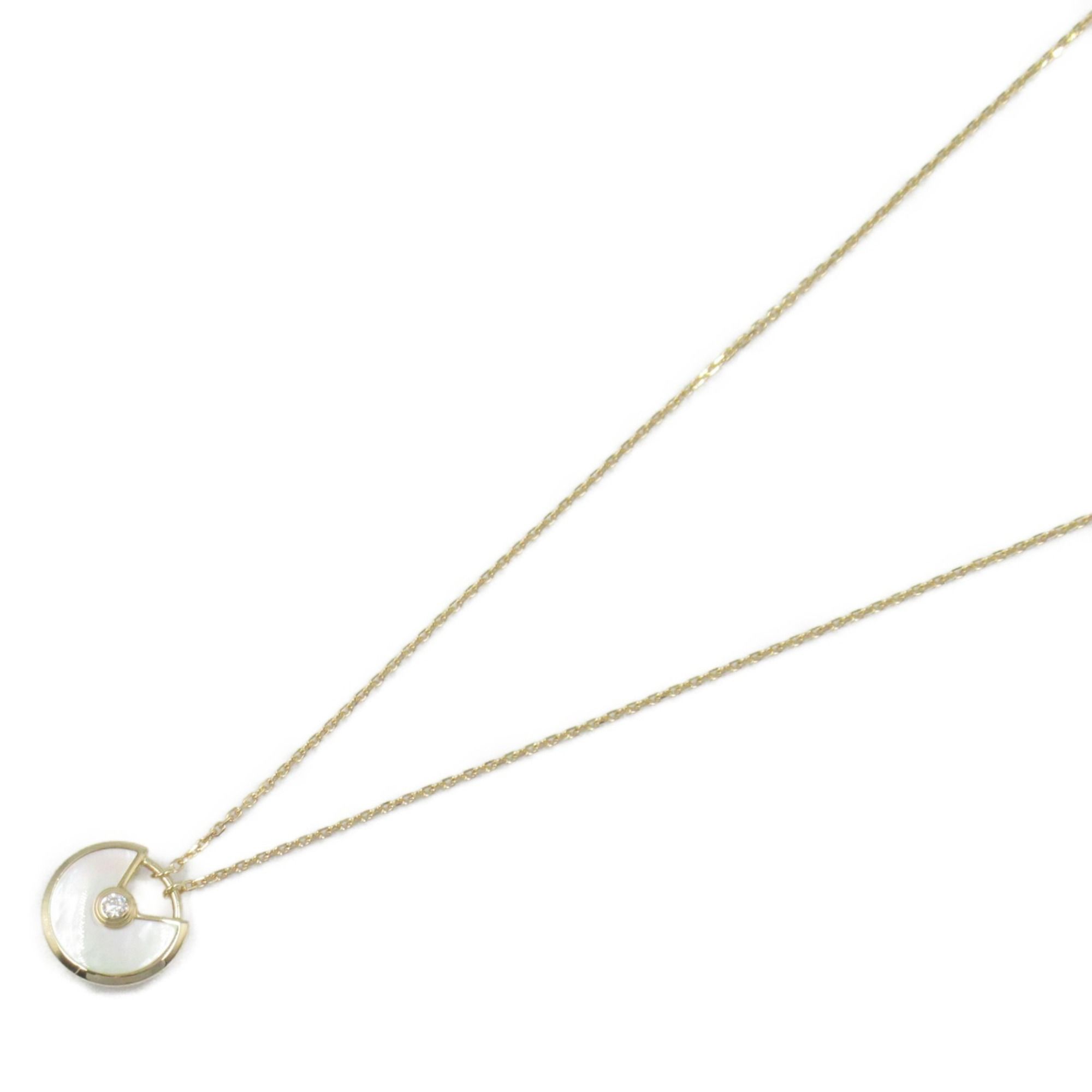 Cartier Amulet Necklace Mother of Pearl 18K (Yellow Gold) Diamond Ladies Clear White
