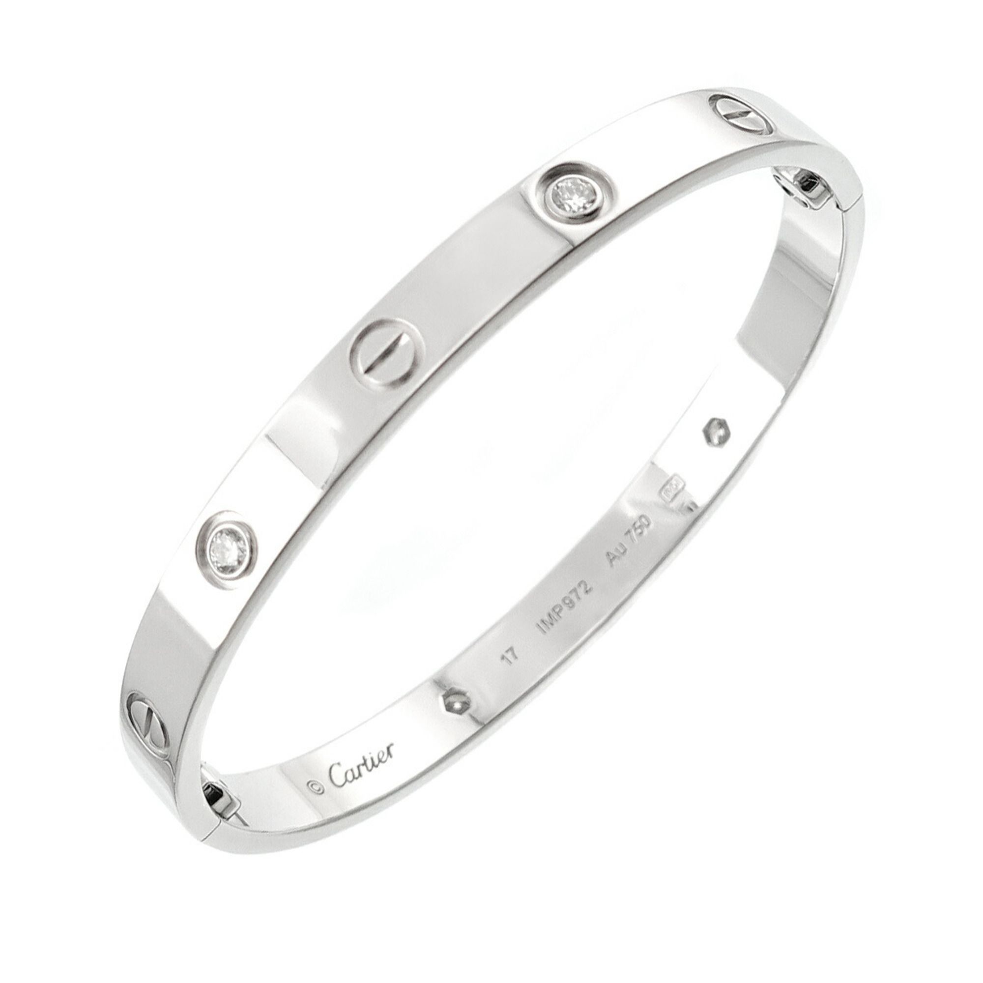 Cartier Love Bracelet Half Diamond 4P #17 K18 WG White Gold 750 Bangle