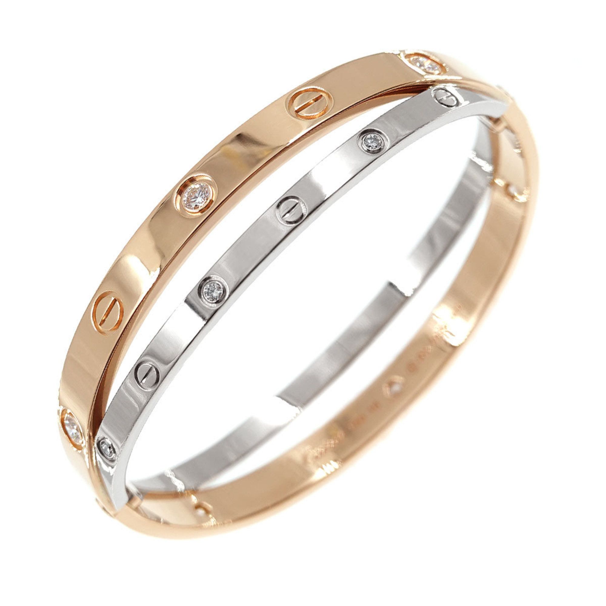 Cartier Love Bracelet 12P Diamond #16 K18 PG WG 750 Bangle