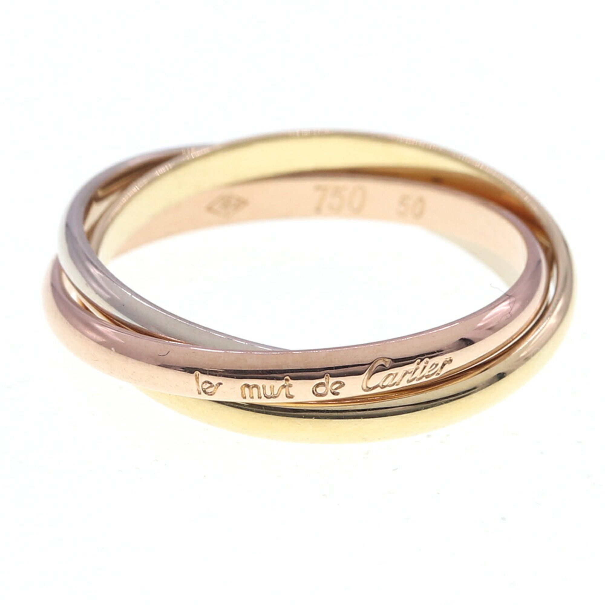 Cartier Ring Trinity Small 750 PG YG WG Size 50 US5.5 3 Layers Rows Three Colors Women's