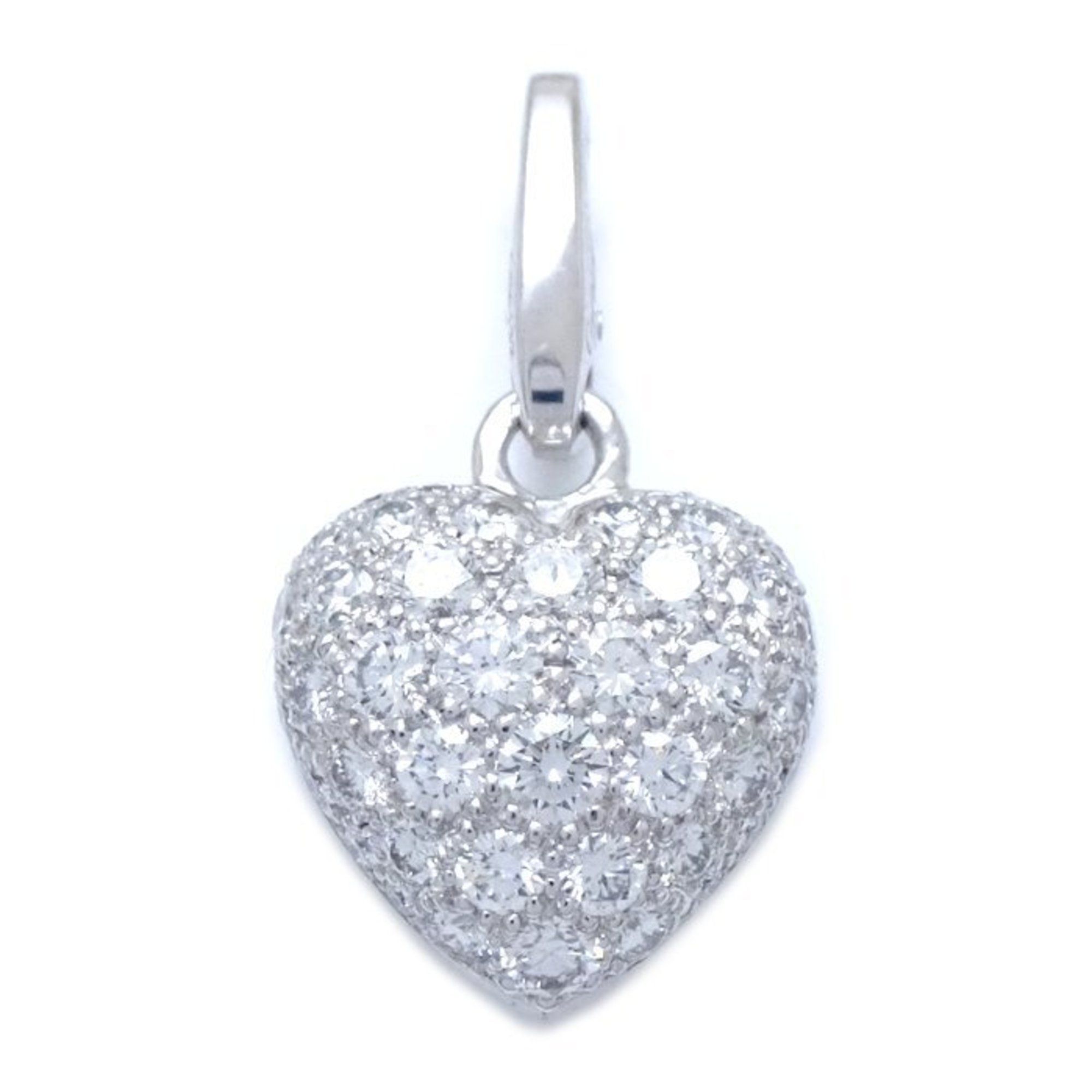 CARTIER Heart Pavé Diamond Charm Pendant Top K18WG White Gold 293414