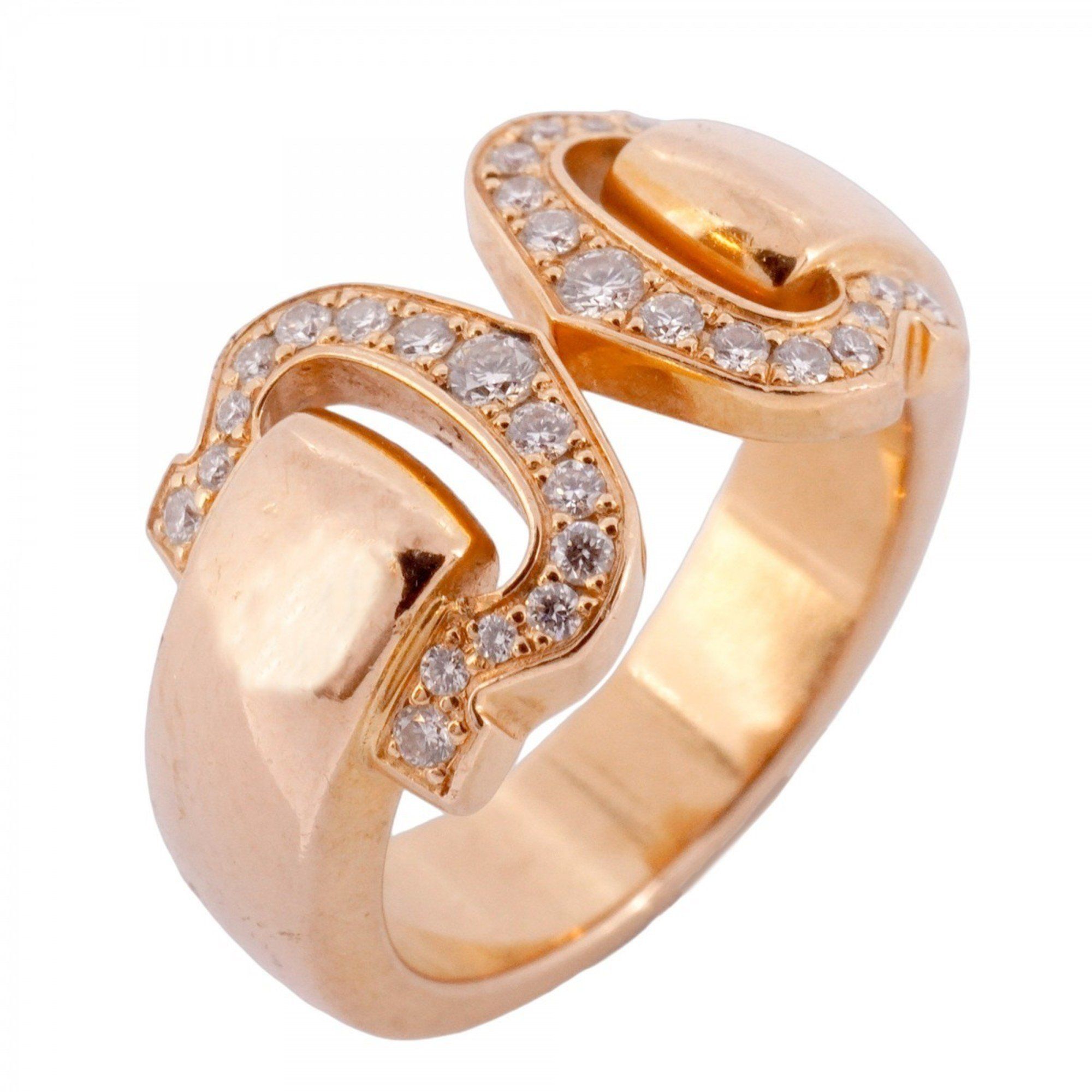 Cartier Ring 2C Bouclèse 18KPG Pink Gold Diamond #48 Ladies