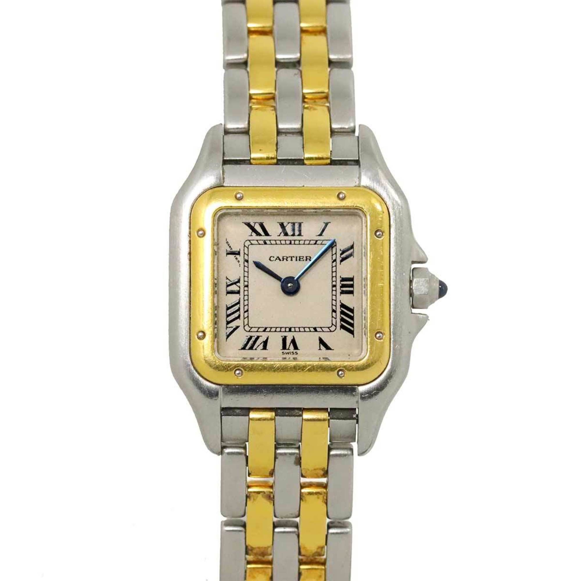 Cartier Panthere SM 2 Row W25029B6 Combi Women's Watch Ivory K18YG Yellow Gold Quartz