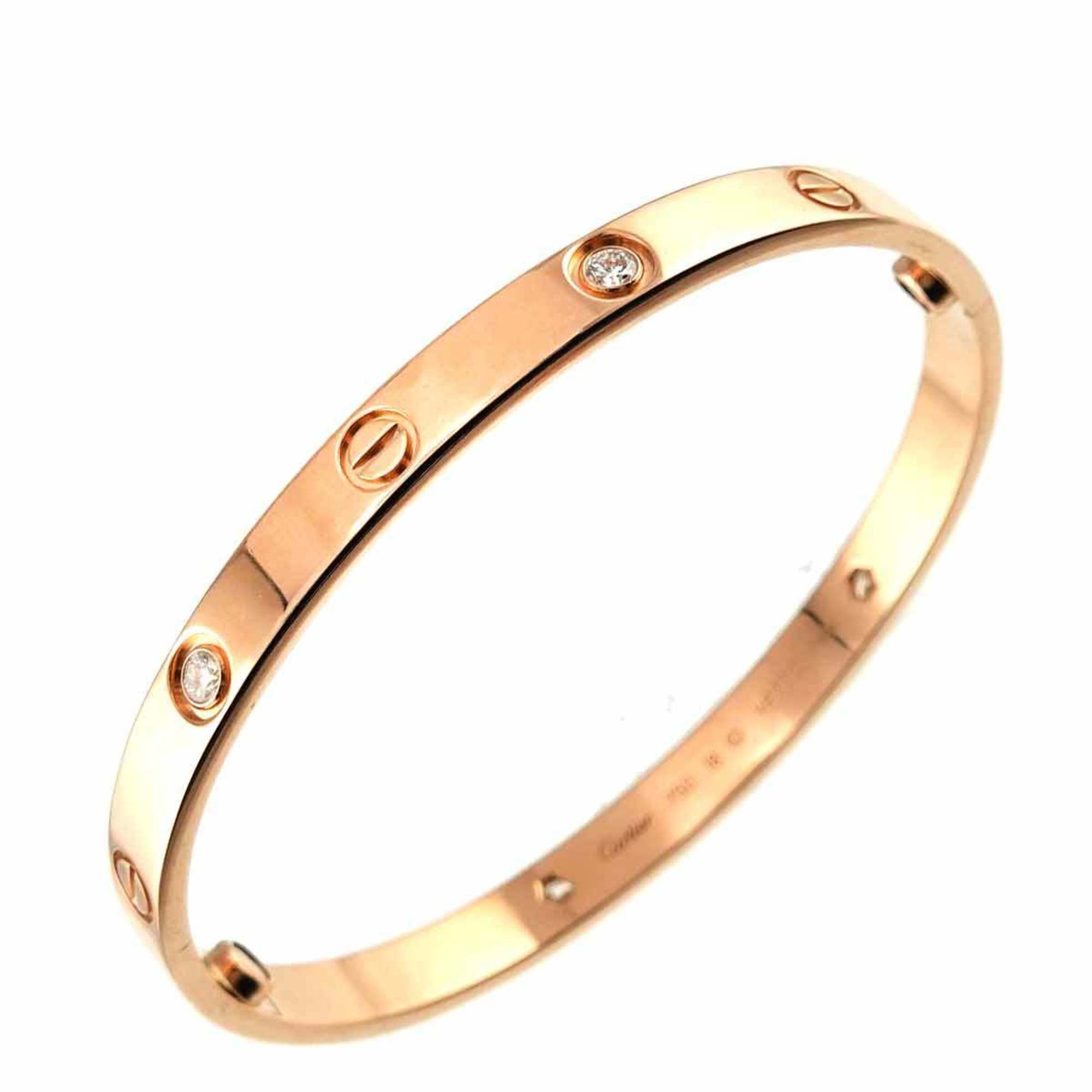 Cartier Love Bracelet #18 Half Diamond 4P K18 PG Pink Gold 750 Bangle