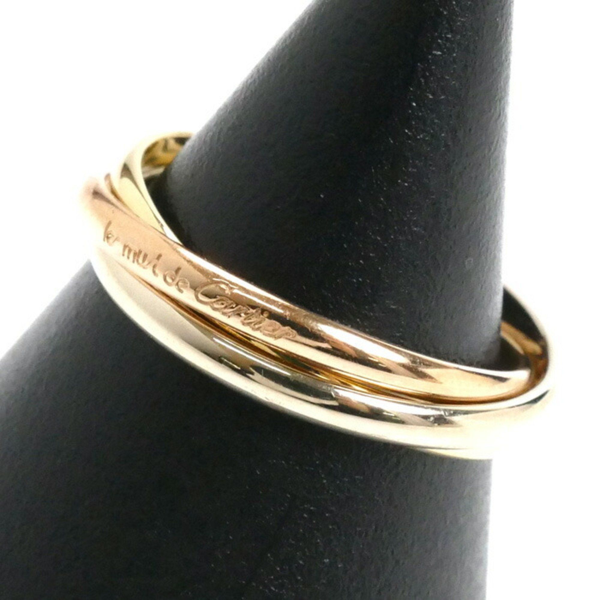 CARTIER 18KPG Pink Gold 18KYG Yellow 18KWG Trinity XS Ring Size 15 55 3.8g Women's