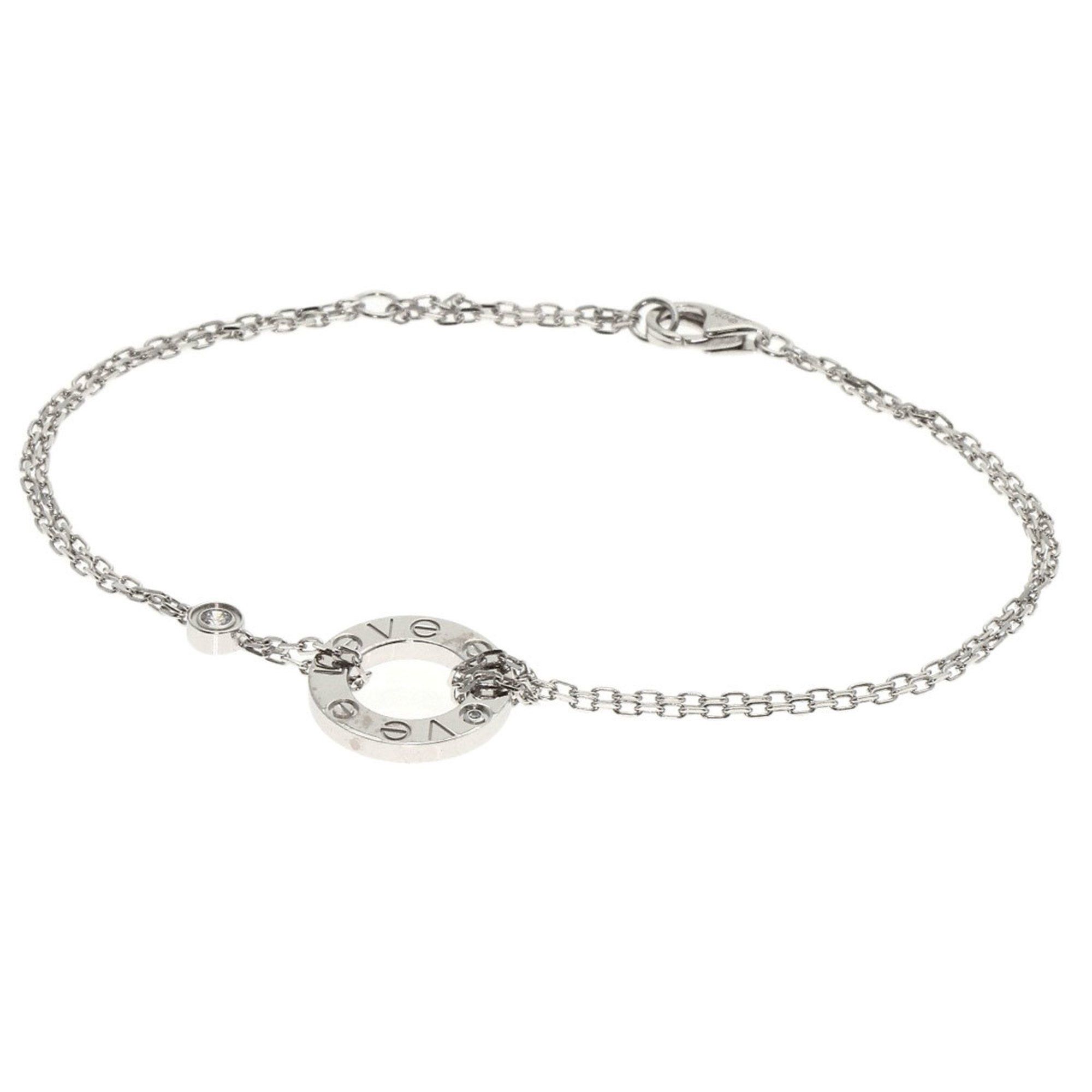 Cartier Love Circle 1P Diamond Bracelet 18K White Gold Women's CARTIER