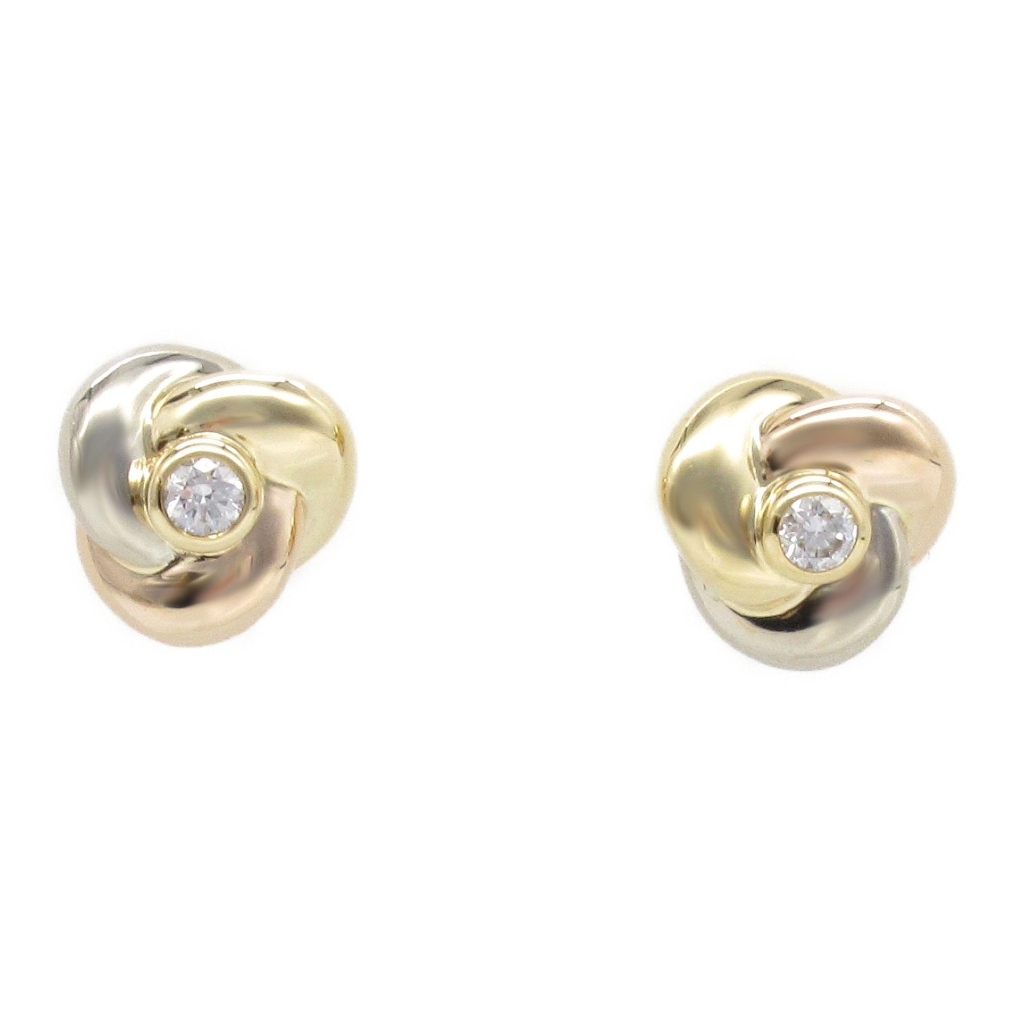 CARTIER Baby Trinity Diamond Earrings, 18K (Yellow Gold), 18KWG (White (Pink Diamond, Women's, Clear