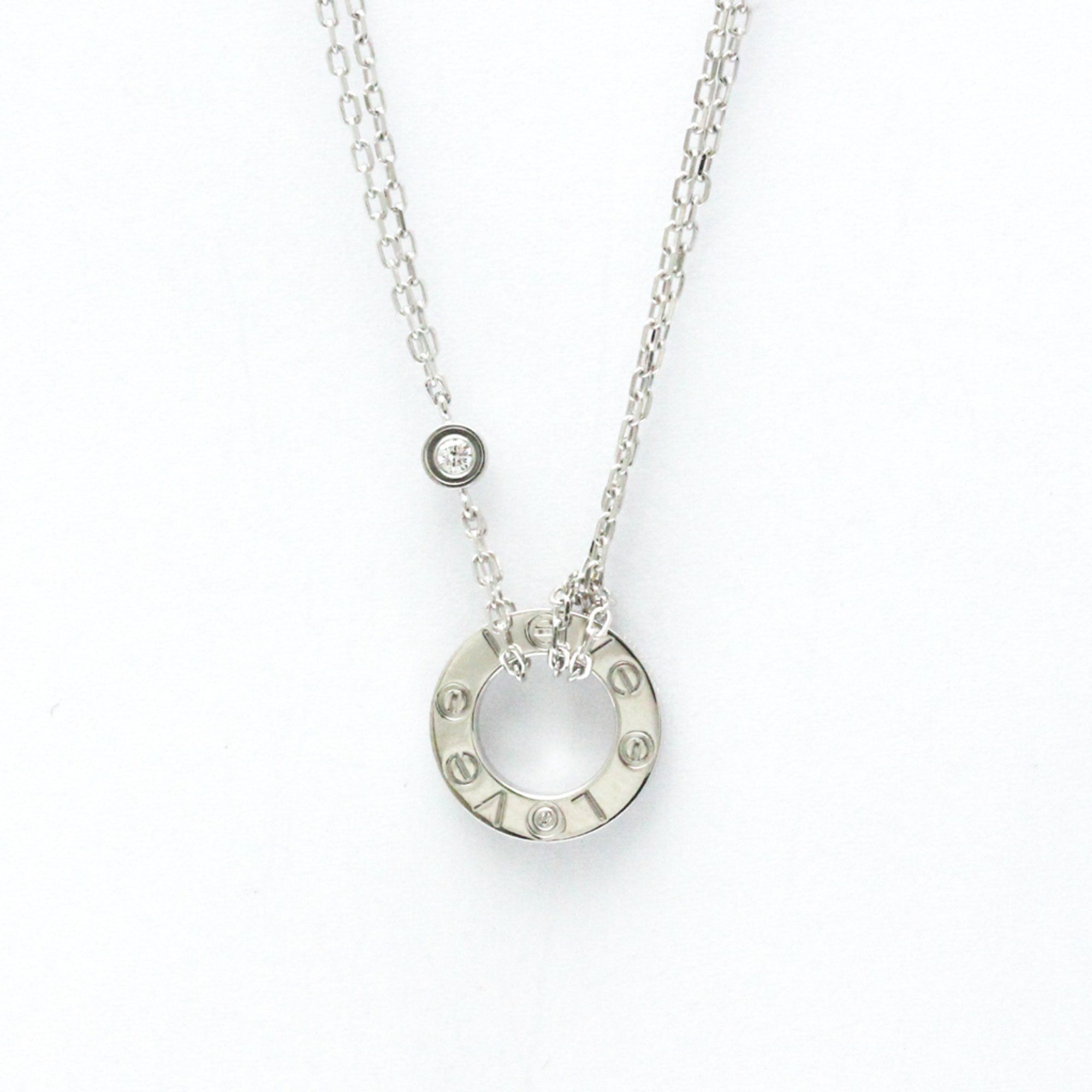 Cartier Love Circle Diamond Necklace B7216300 White Gold (18K) Diamond Men,Women Fashion Pendant Nec